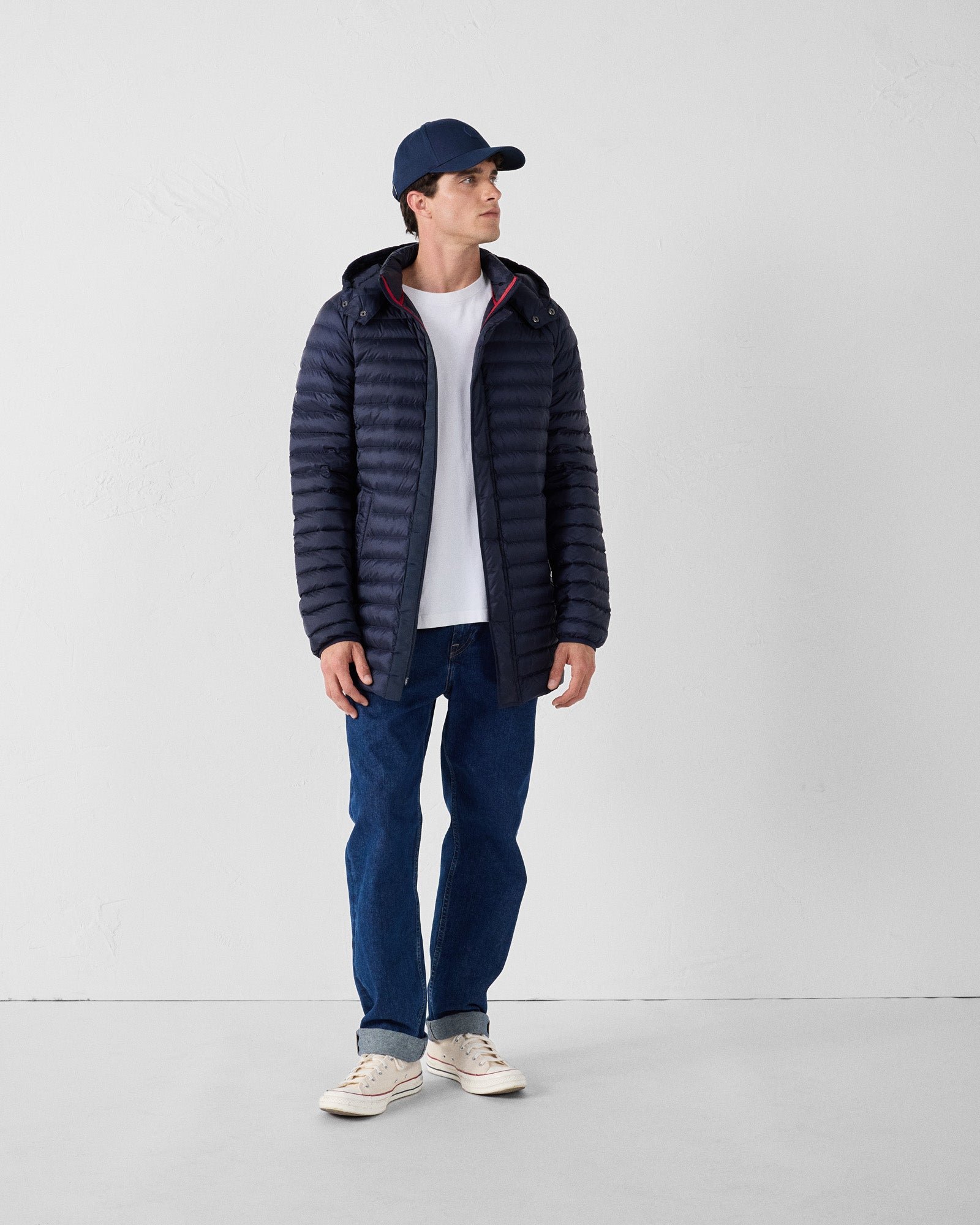 Doudoune mi-longue à capuche xavier JOTT Bleu