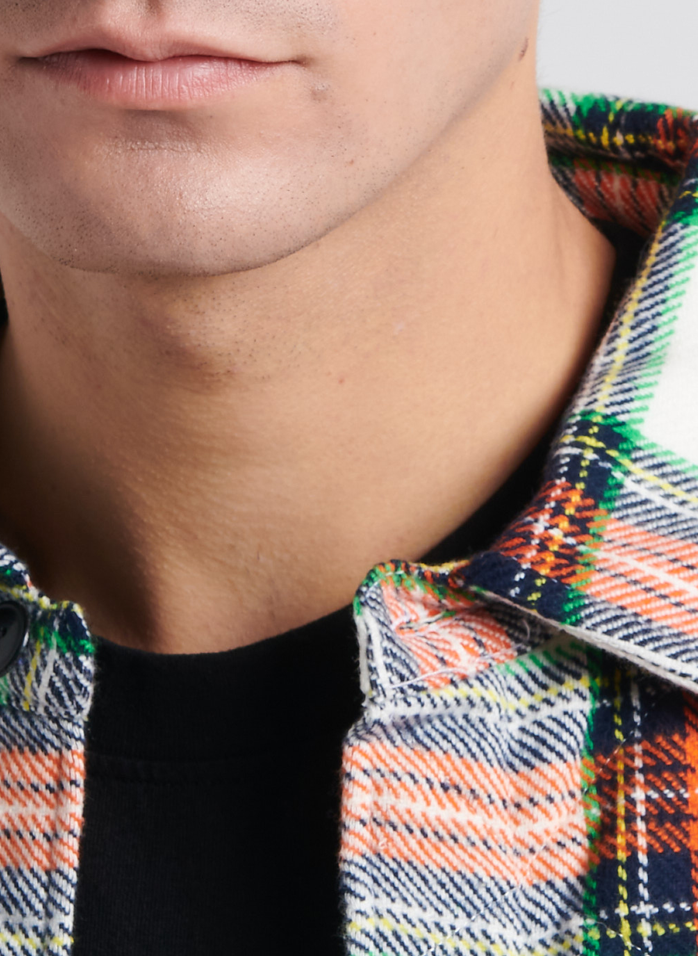 Veste col classique à carreaux en coton  - Look 1