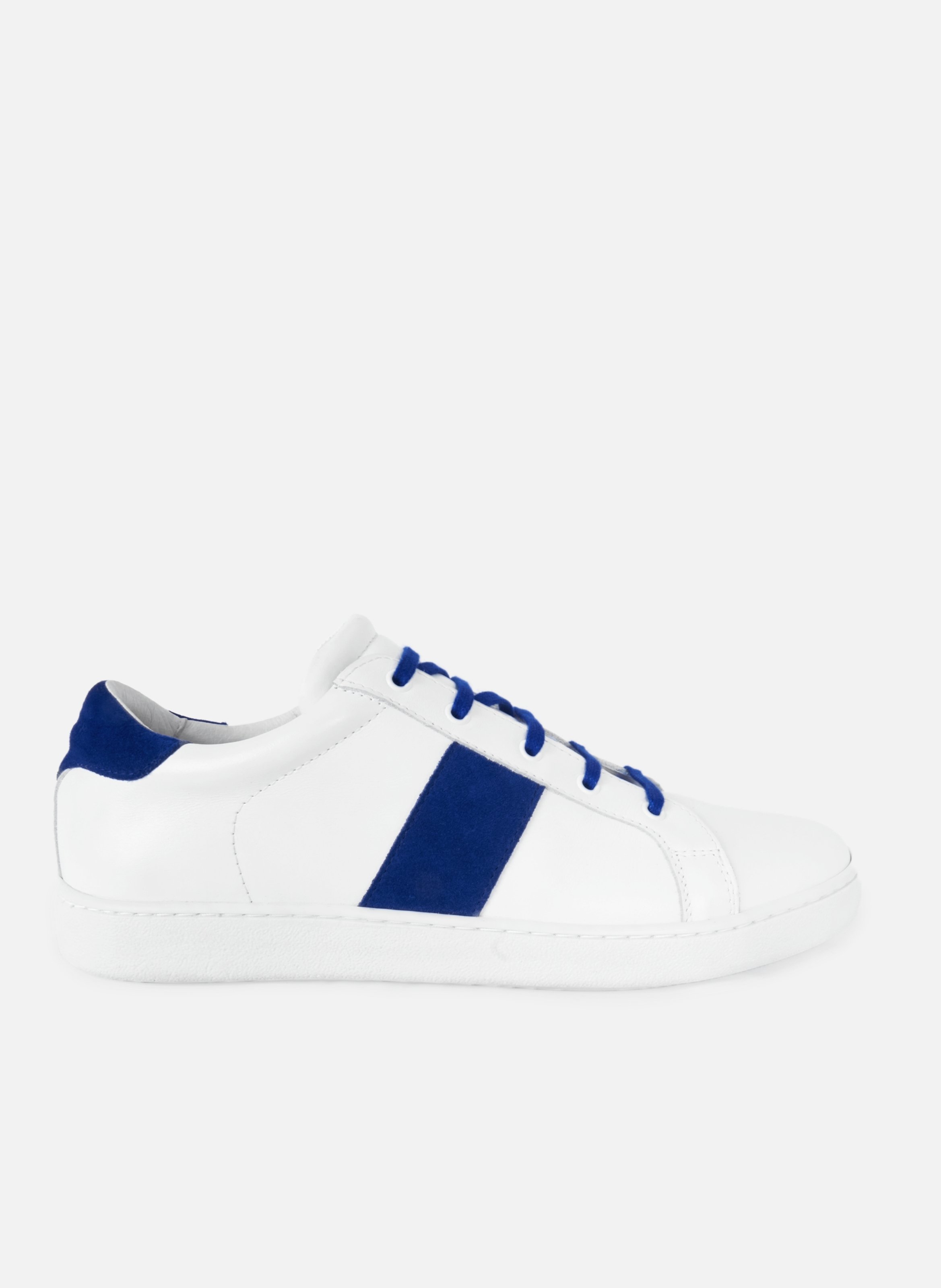 <p>Tennis lace-up in smooth leather white blue</p> JULES & JENN White