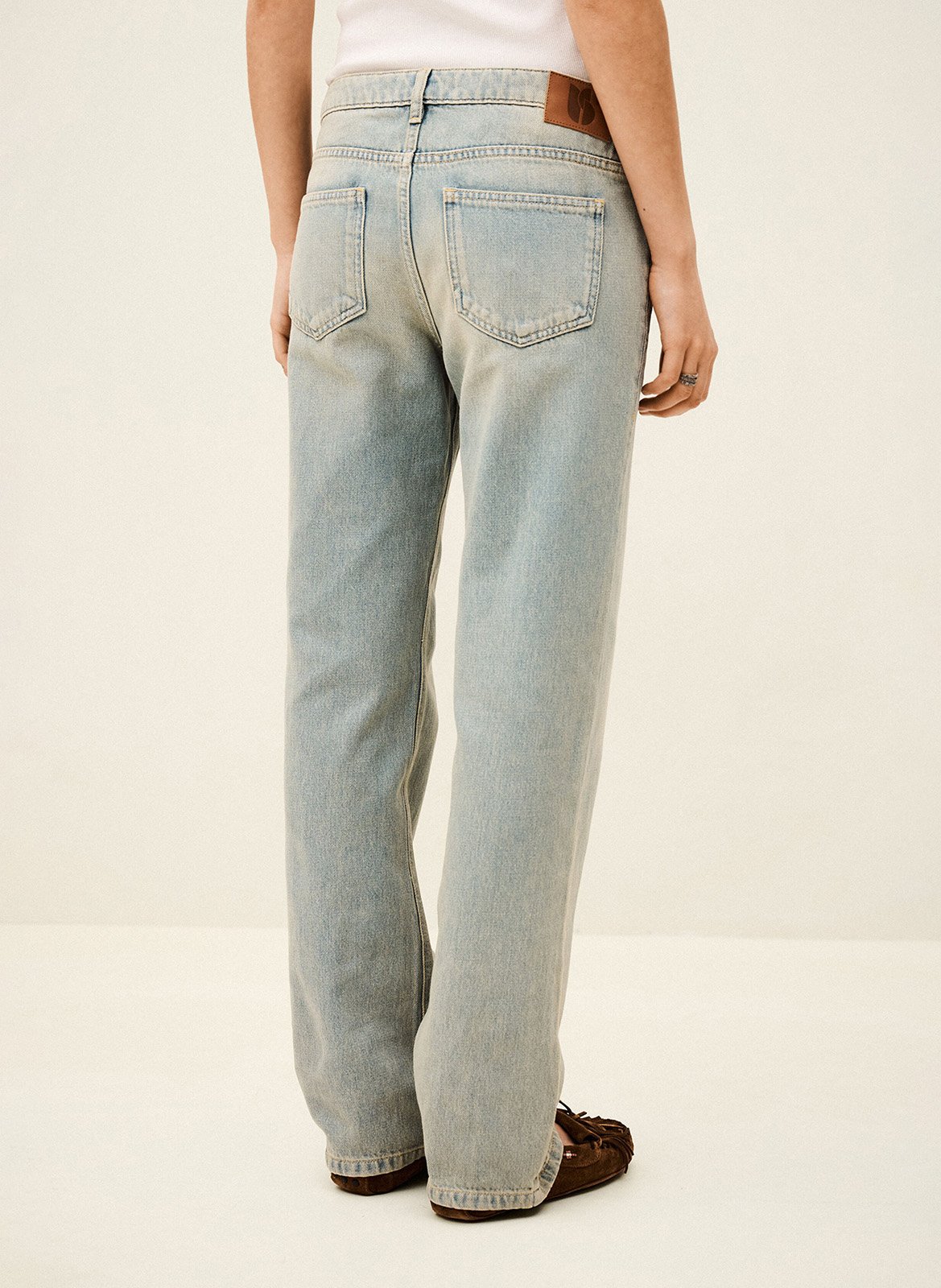 Jean droit taille basse en coton BA&SH Bleu