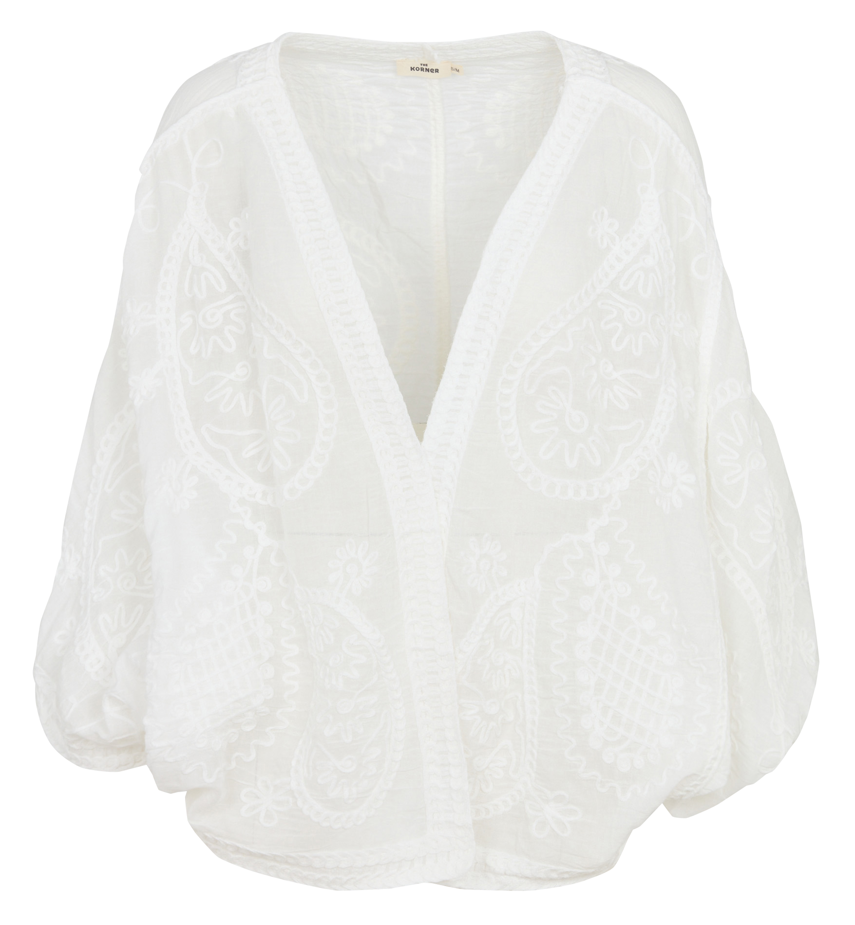 Gilet manches chauve-souris brodé THE KORNER Blanc