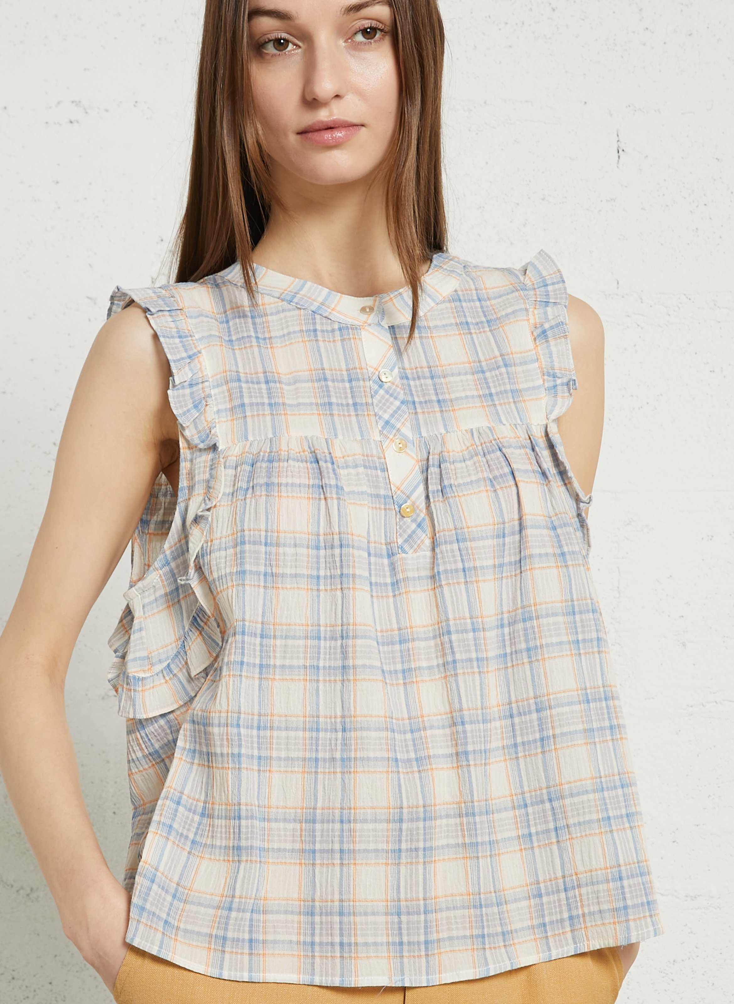 Top sans manches col rond imprimé SEE U SOON Bleu