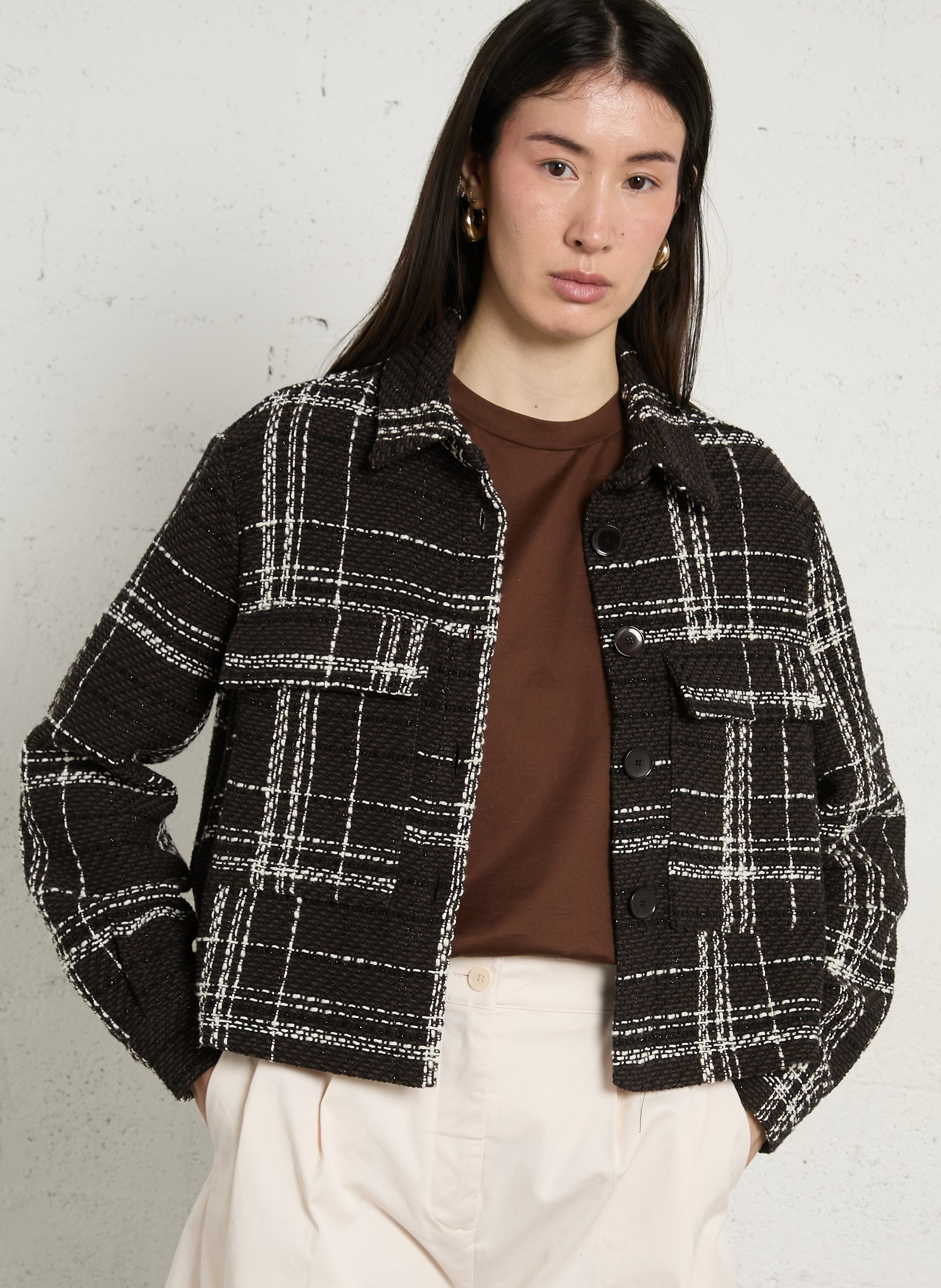 Veste col classique en coton mélangé PLEASE Marron