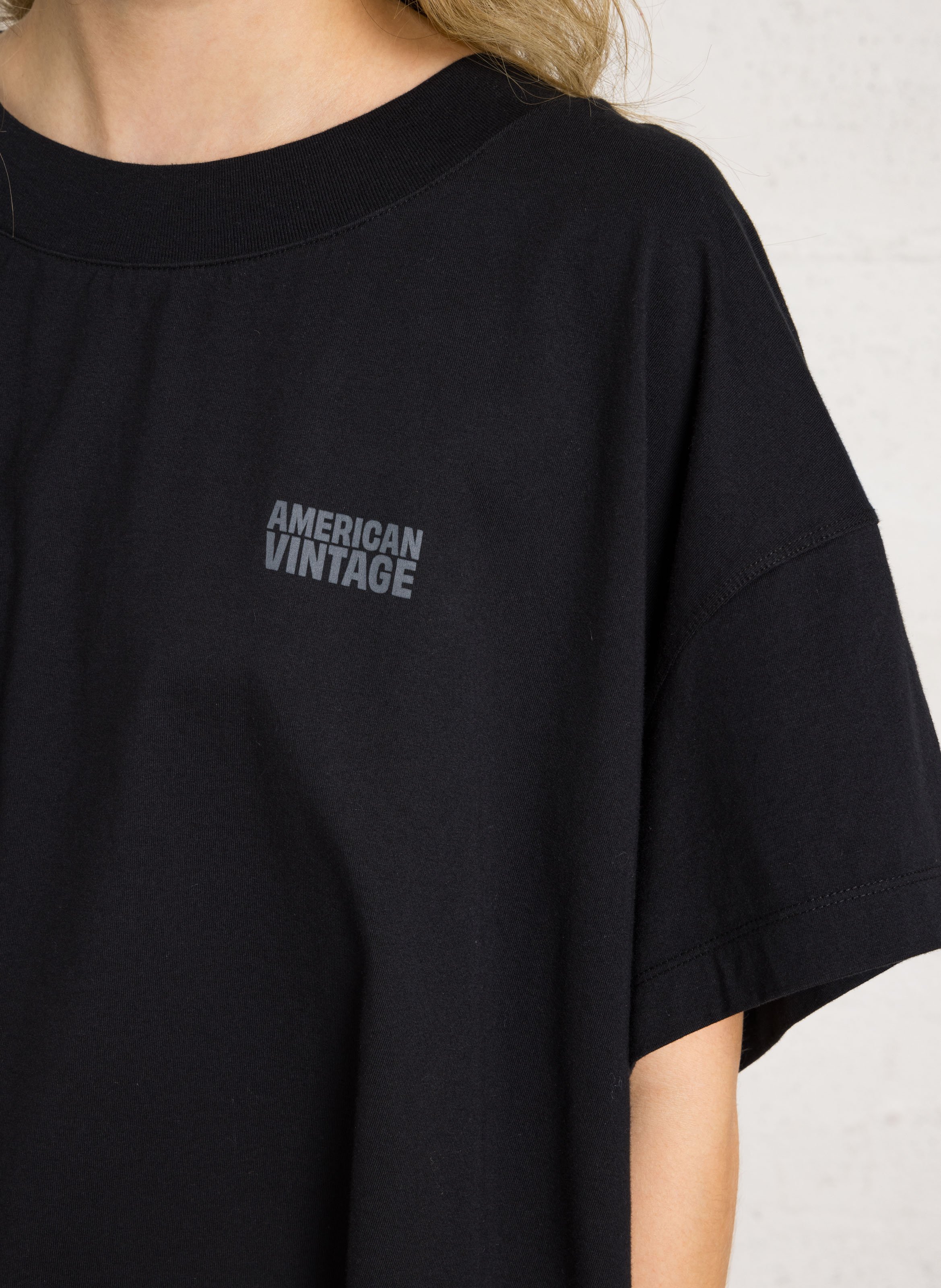 Tee-shirt oversize col rond en coton AMERICAN VINTAGE Noir