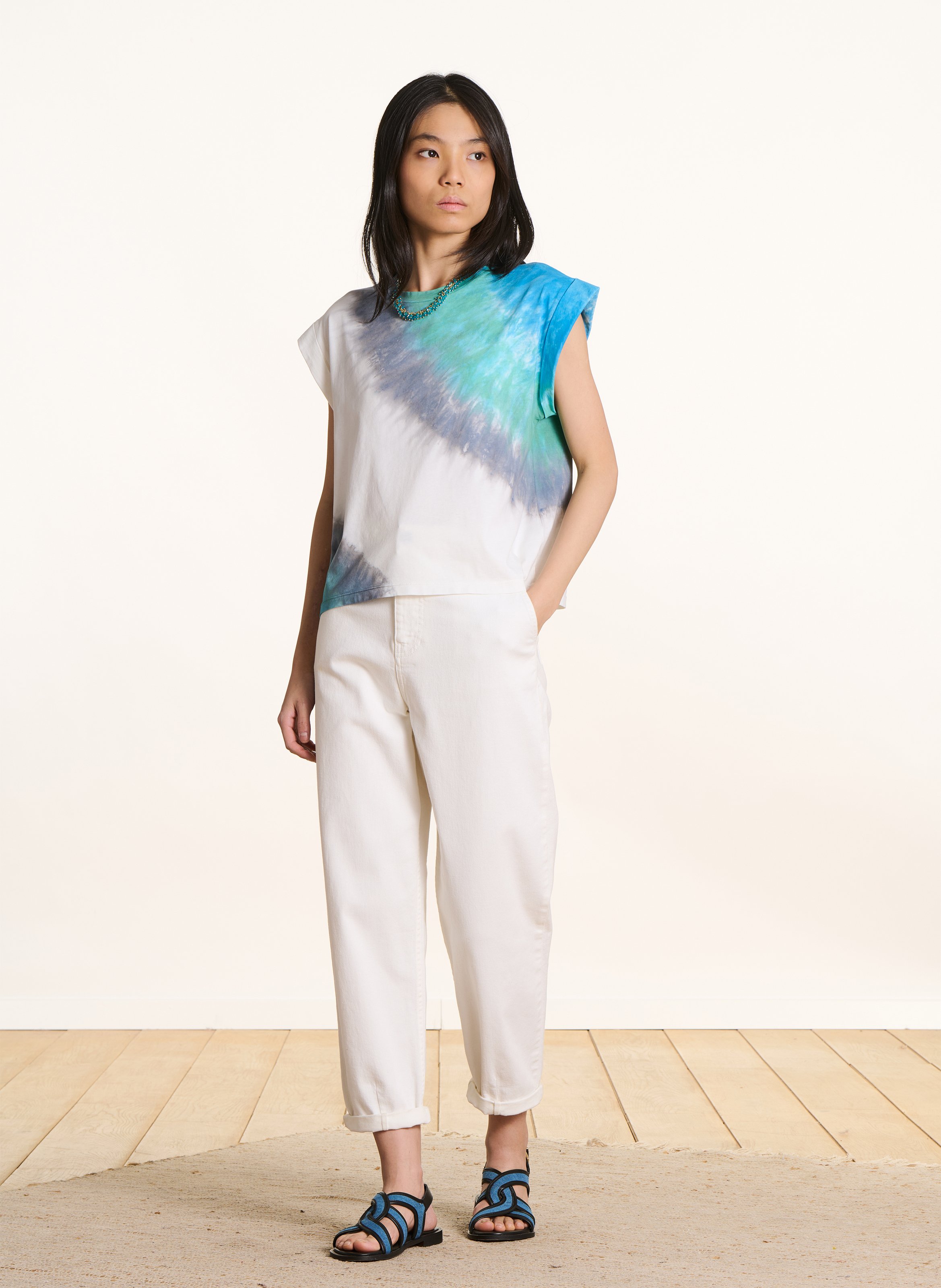 Tee-shirt droit en coton LA FEE MARABOUTEE Bleu