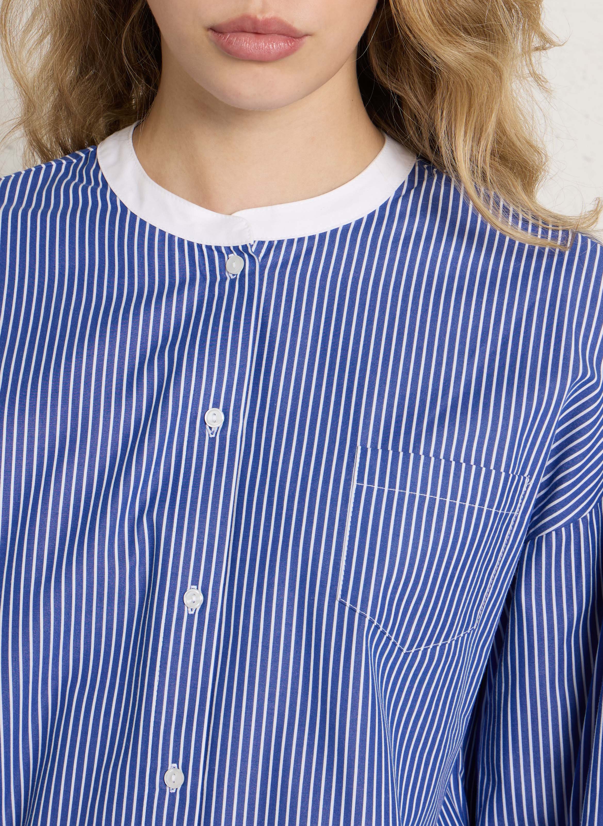 Striped blouse with classic collar BERENICE Blue