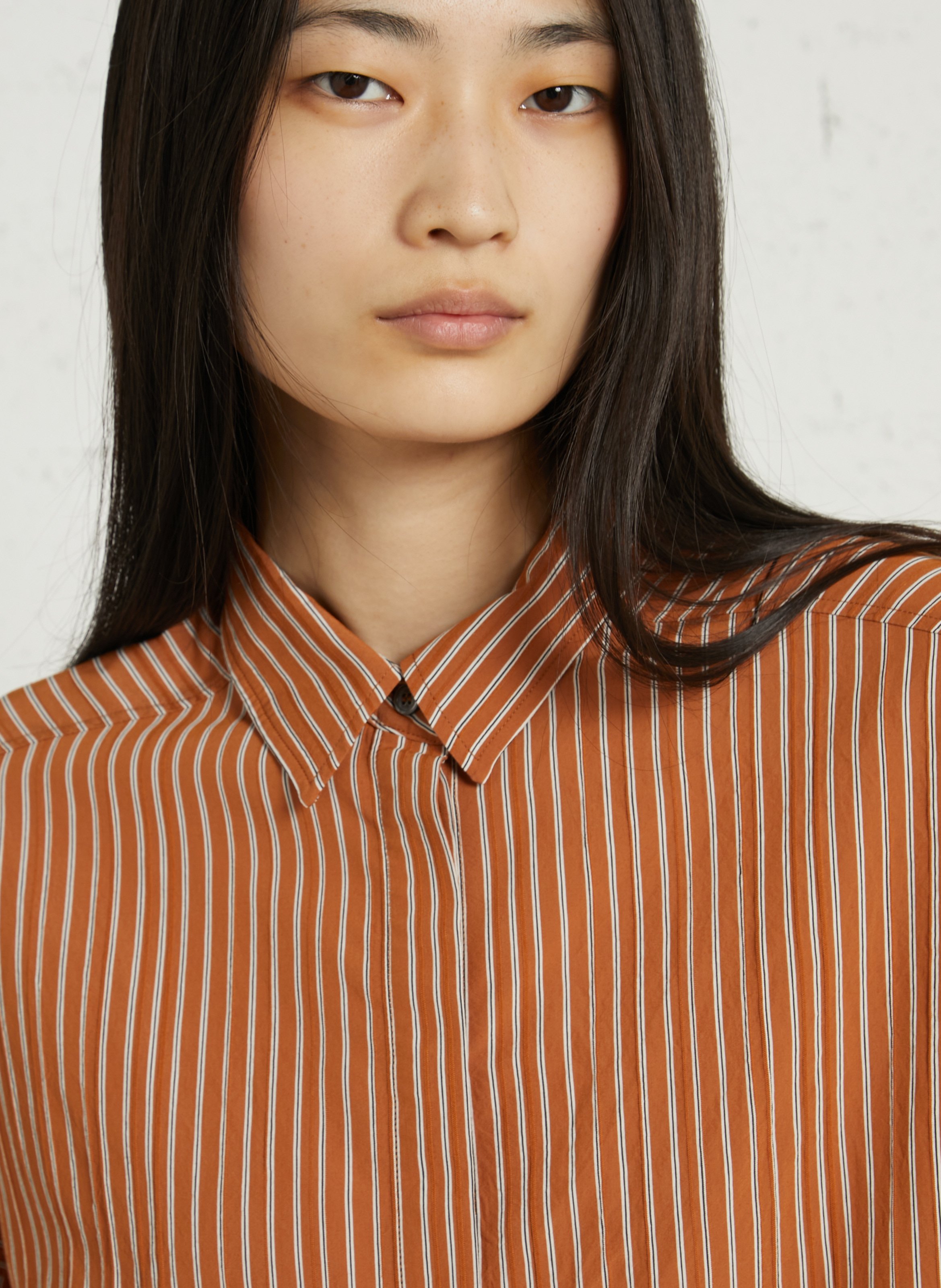 Gestreiftes Oversize-Hemd  POMANDERE Orange