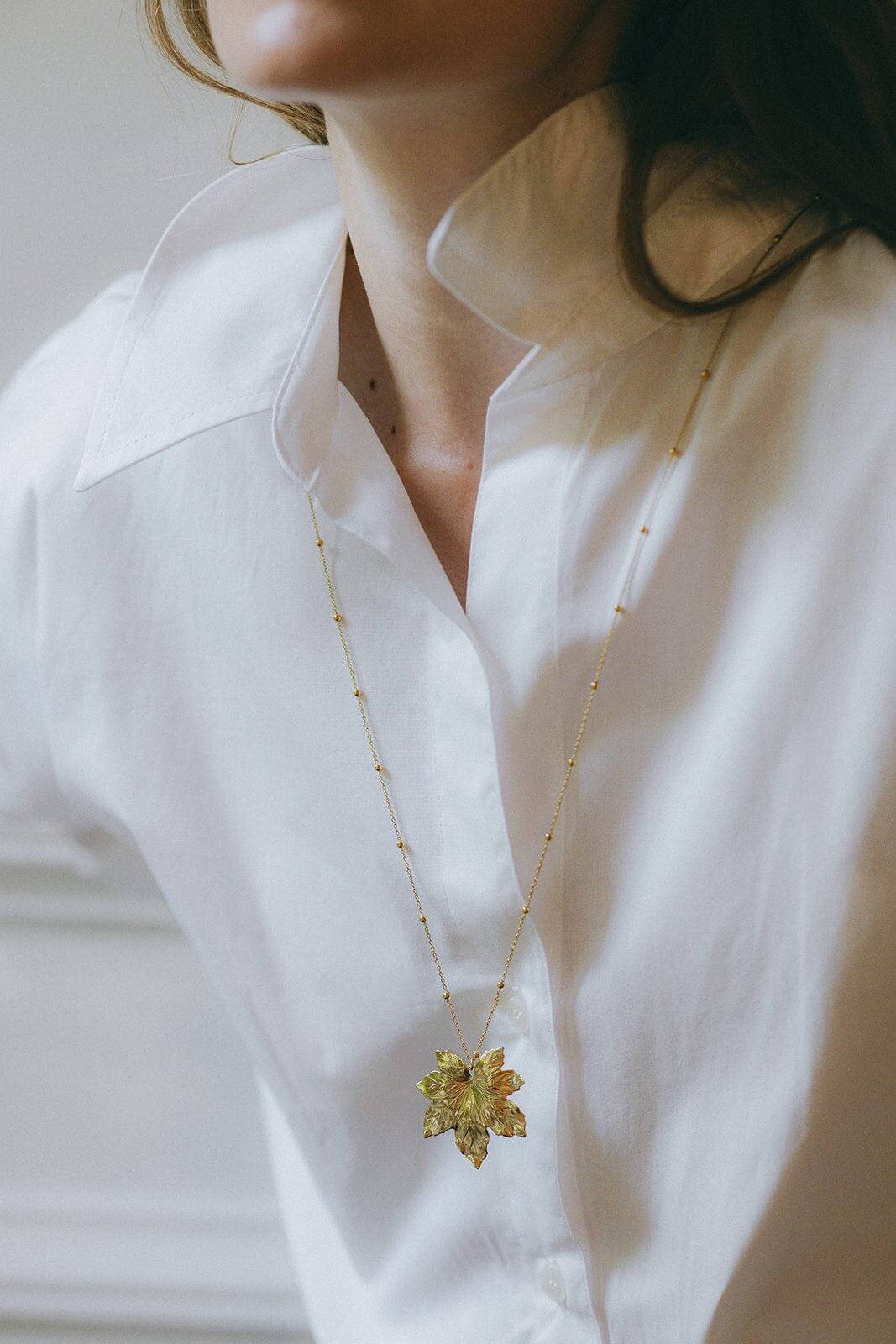 Gold-plated leaf pendant Golden