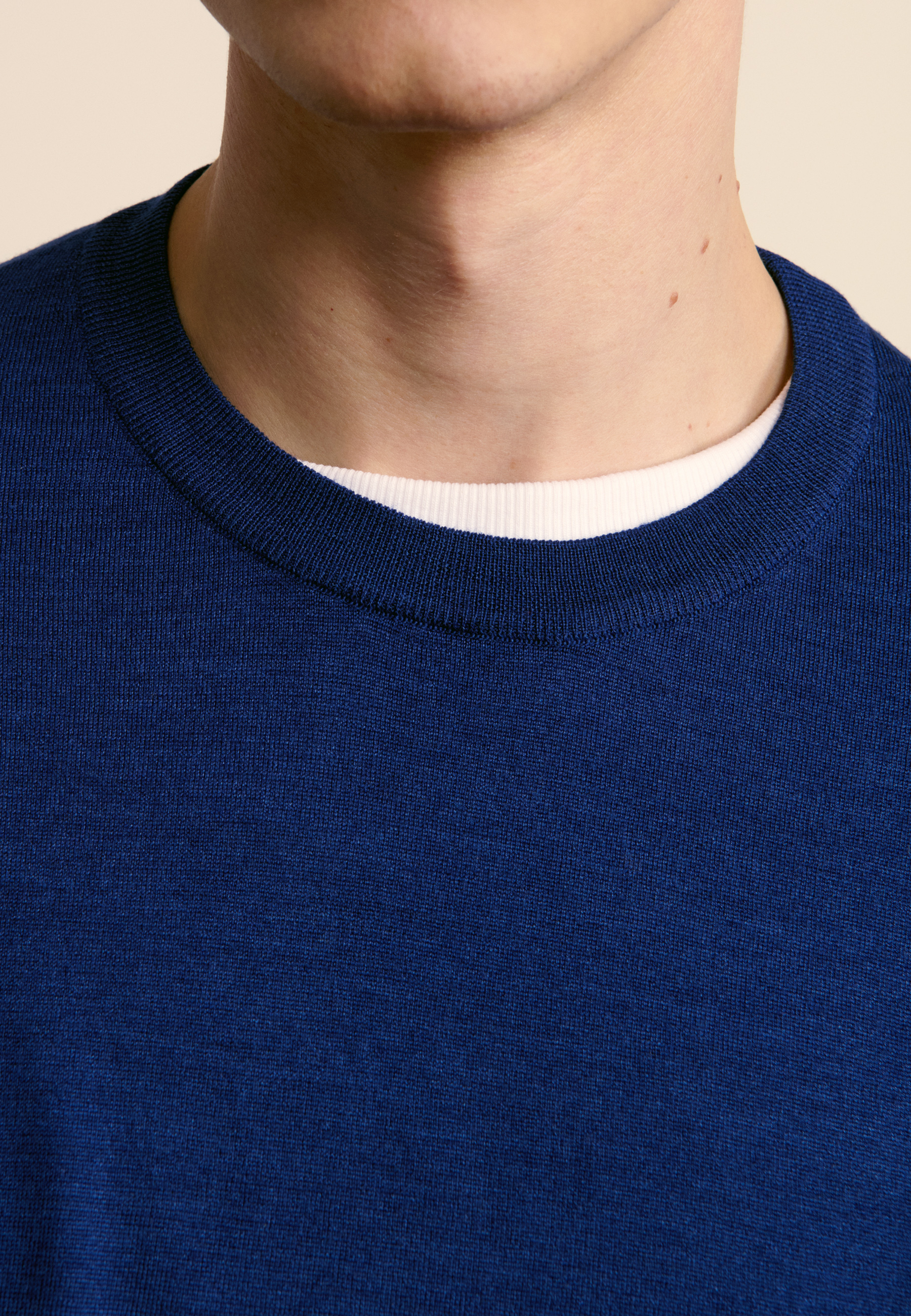 Round-neck wool and silk sweater MAISON MONTAGUT Blue