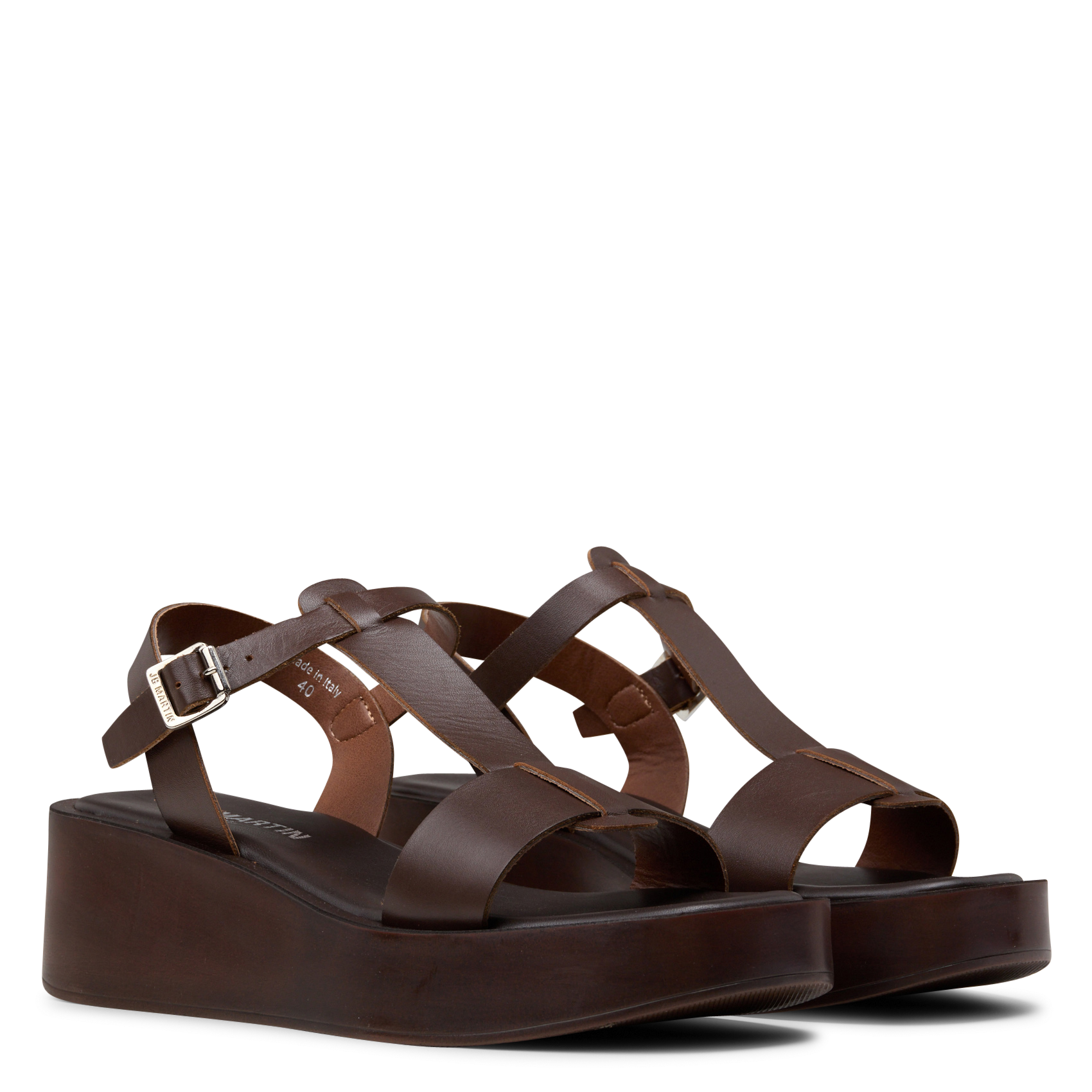 Fabia leather wedge sandals JB MARTIN Brown