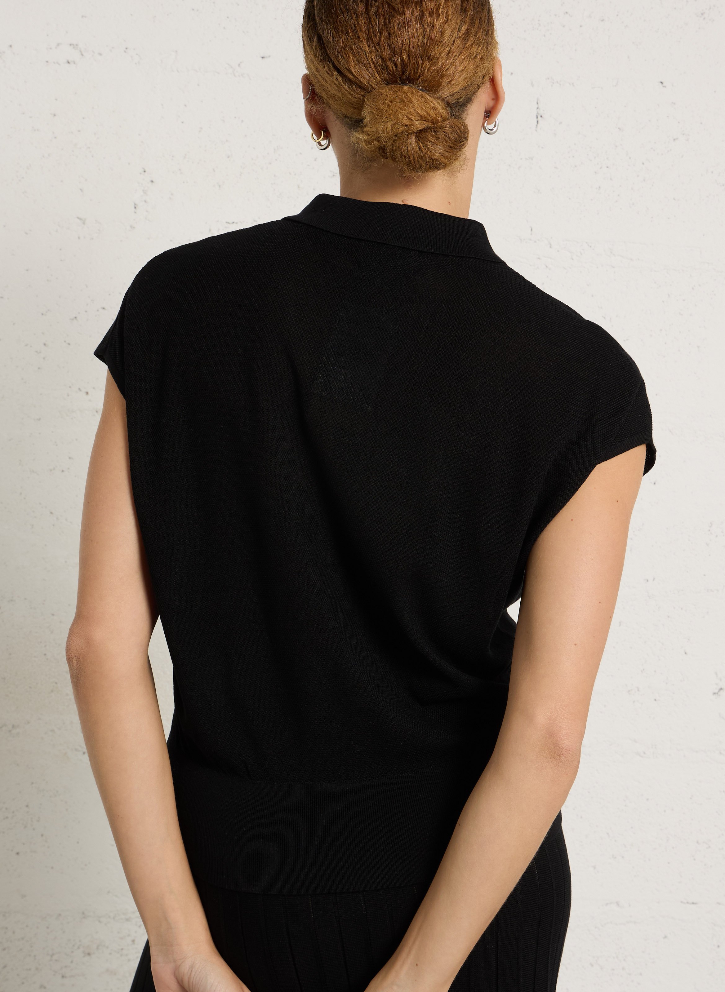 Polo-Stricktop MAISON 123 Schwarz