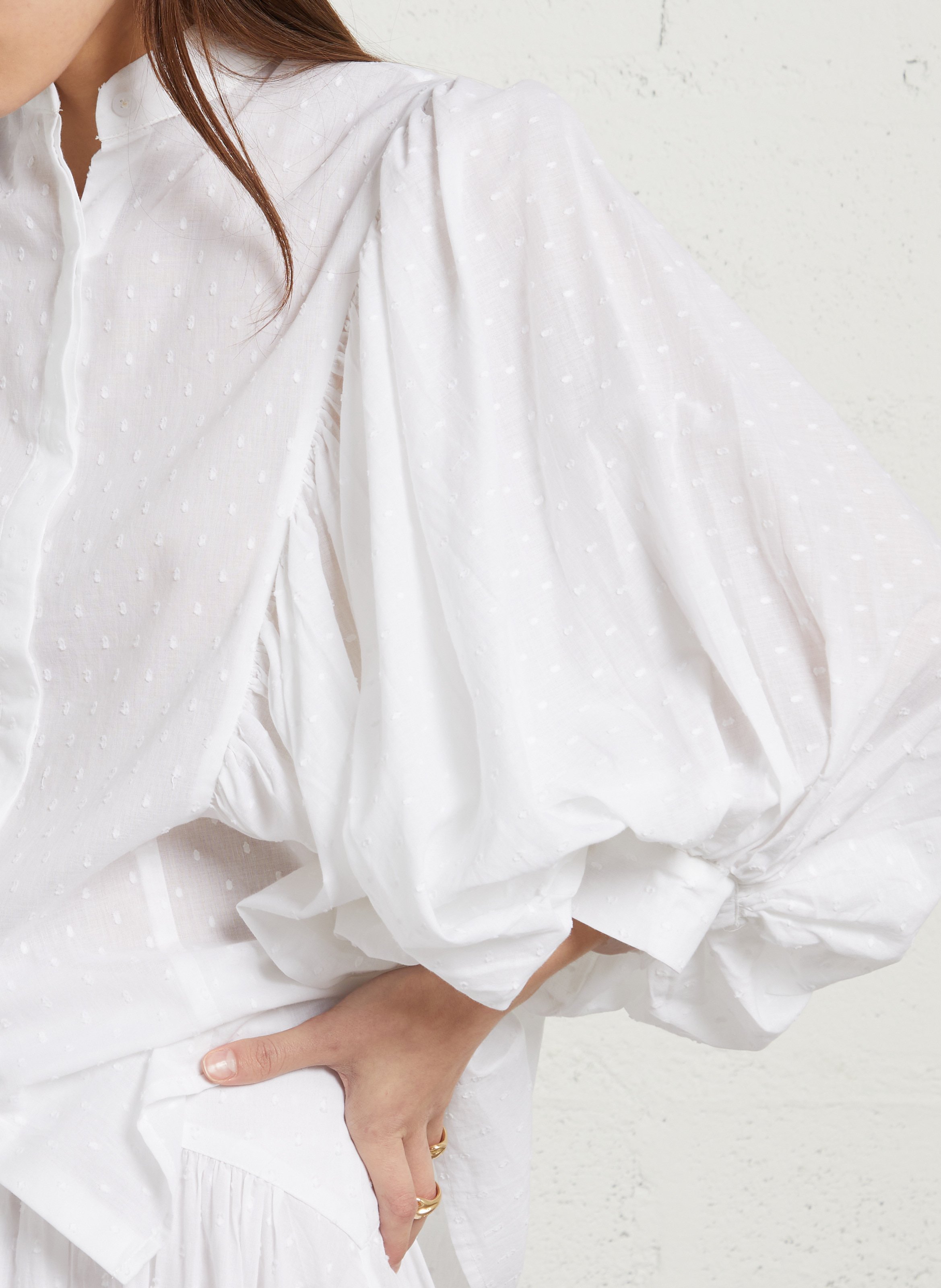 Cotton shirt with puff sleeves RAE ANTWERP White