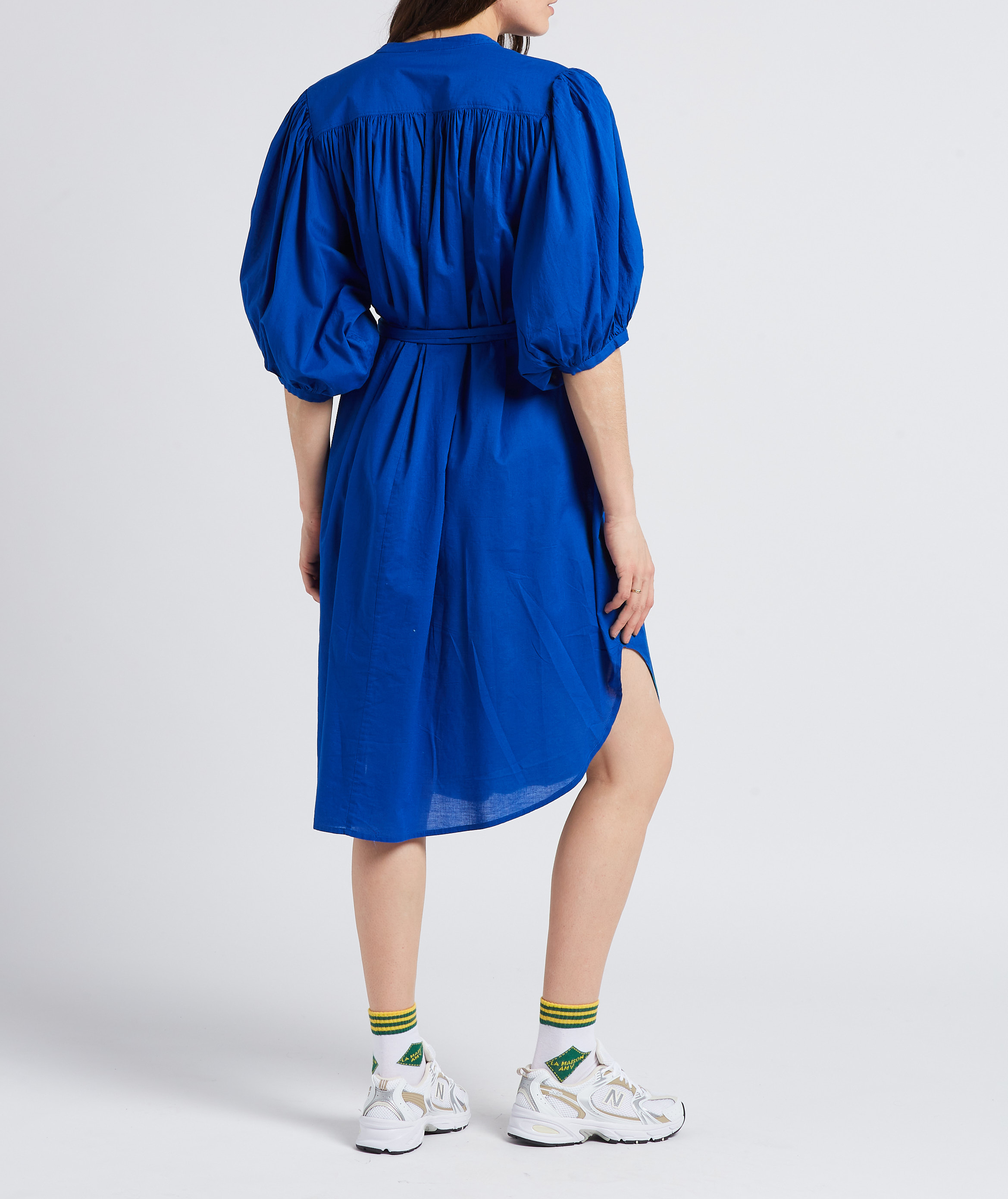 Loose-fit belted cotton midi dress BELLEROSE Blue