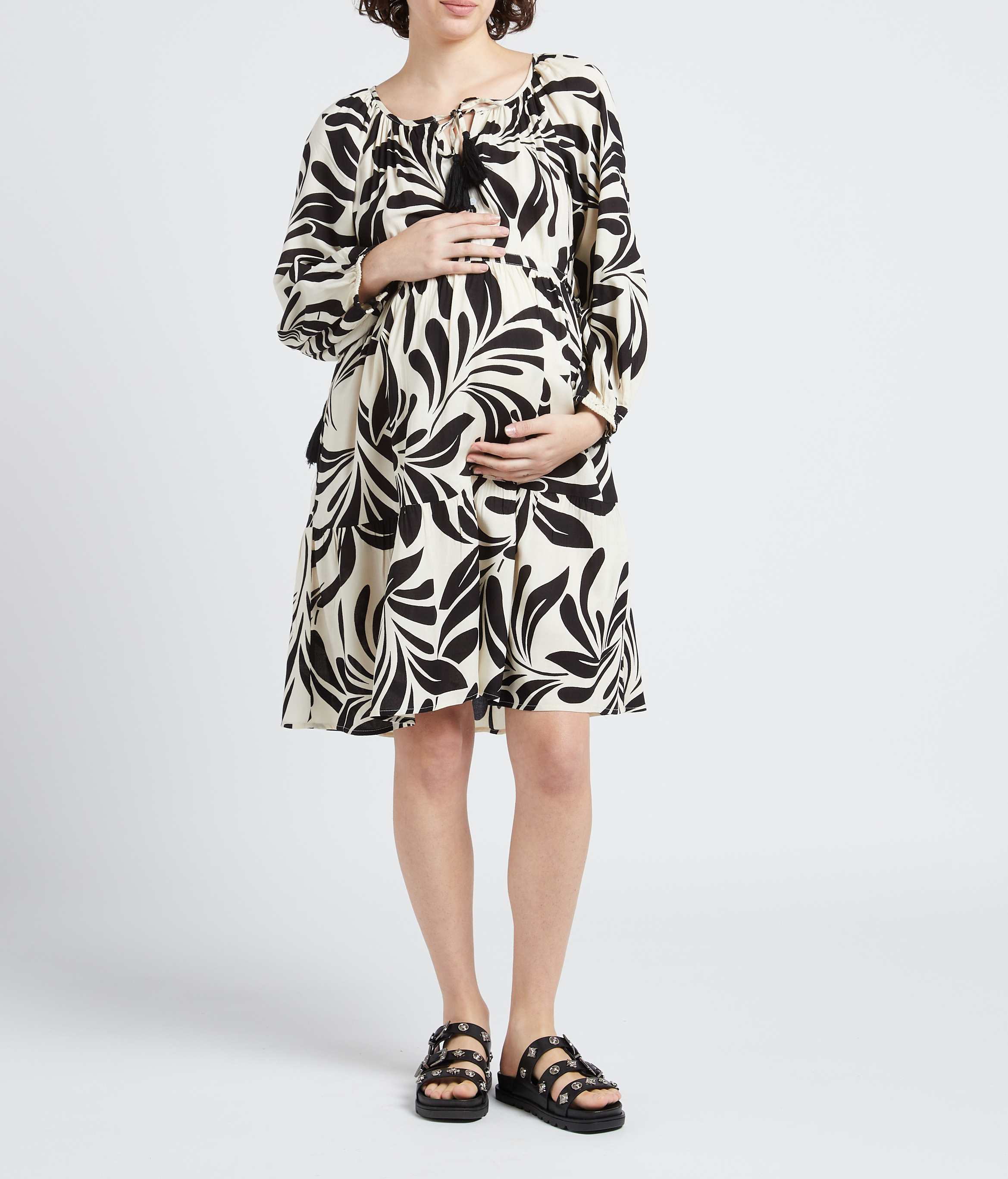 Loose-fit V-neck short dress SERAPHINE Multicolored