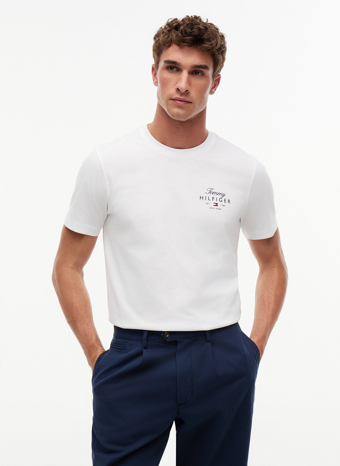 Baumwoll-Pullover mit Rundhalsausschnitt TOMMY HILFIGER Weiss