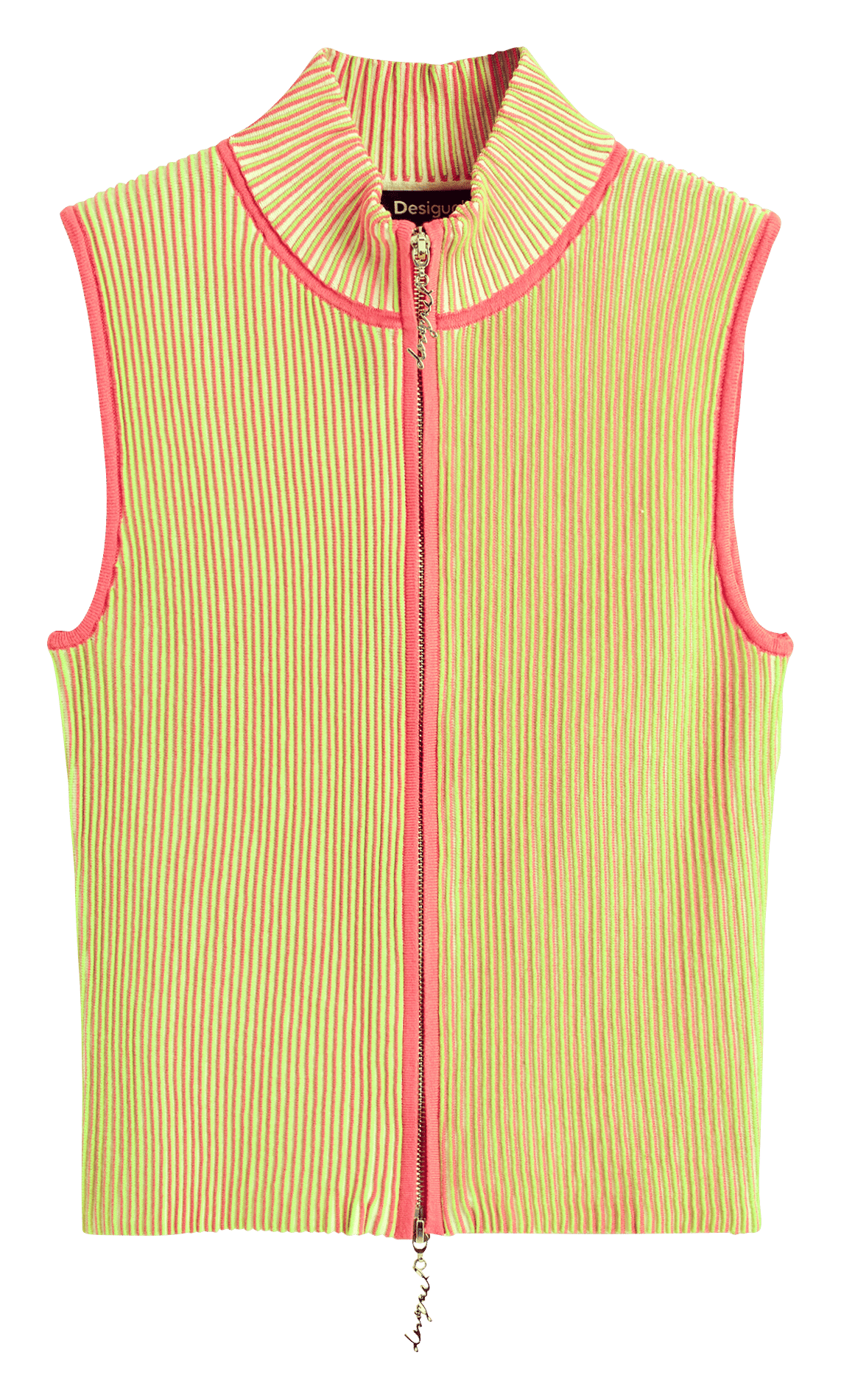 Gilet droit col montant en maille DESIGUAL Jaune