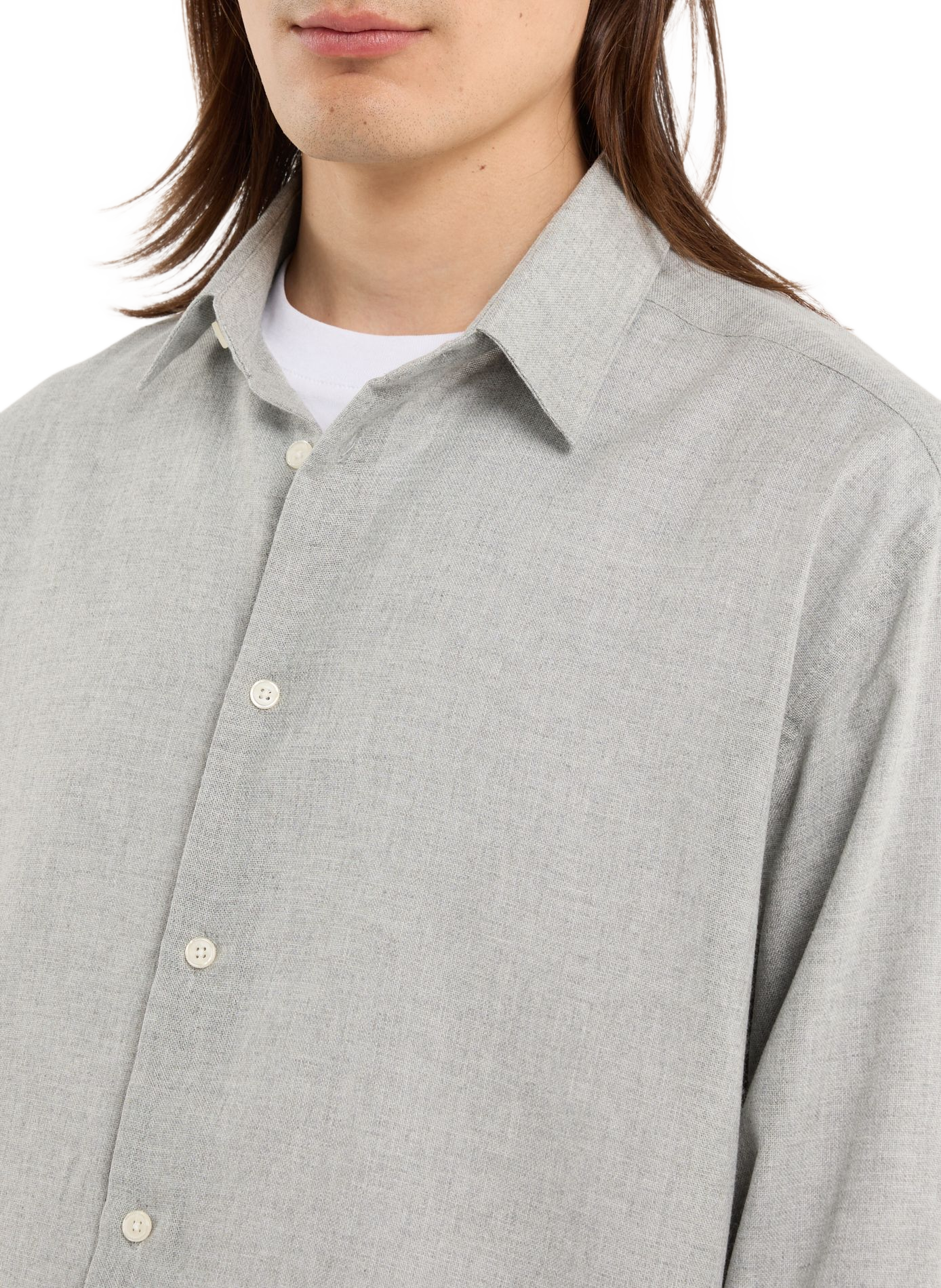 Solid straight button-up shirt SAISON 1865 Grey