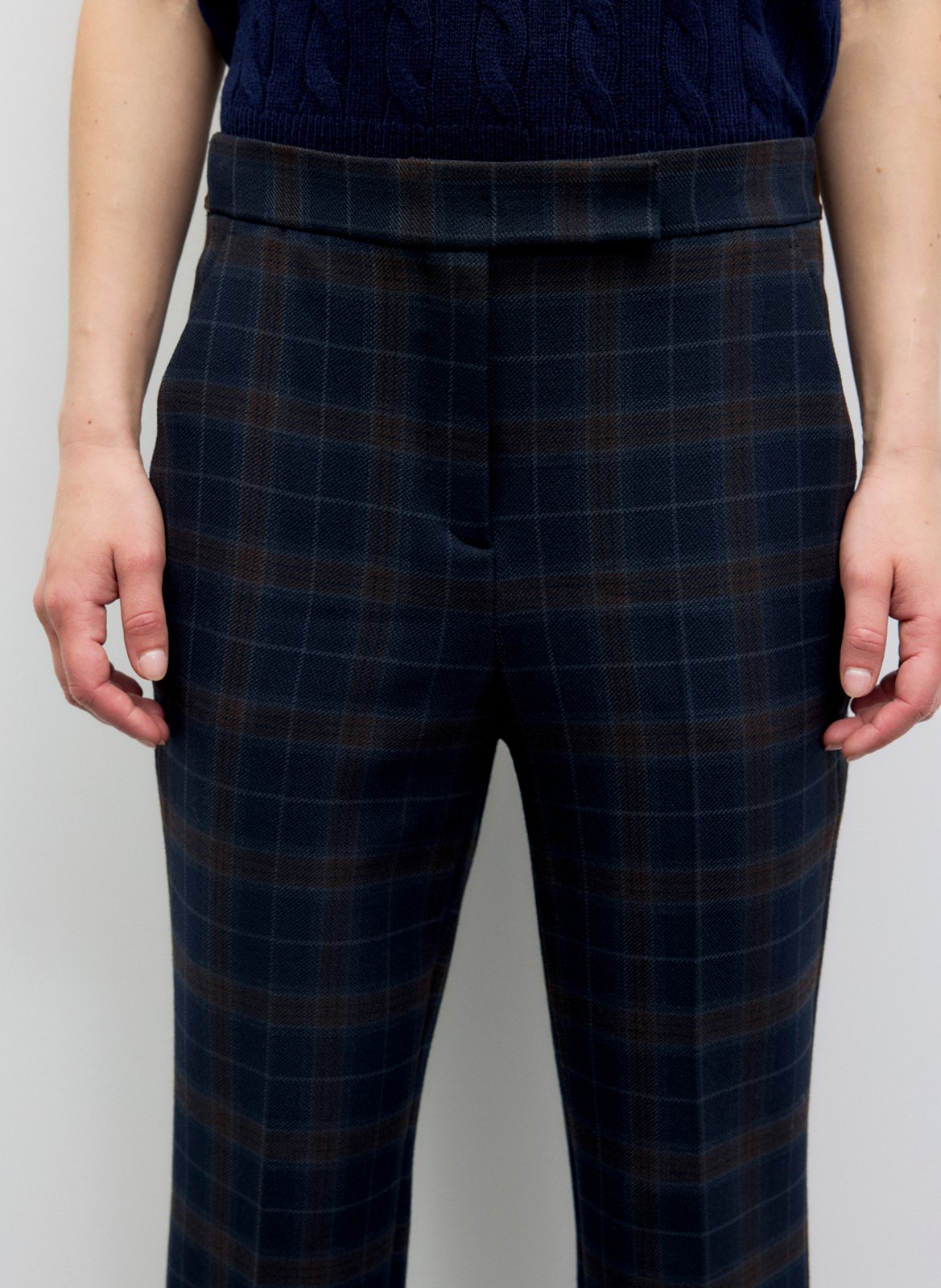 Pantalon à pinces à carreaux GERARD DAREL Bleu