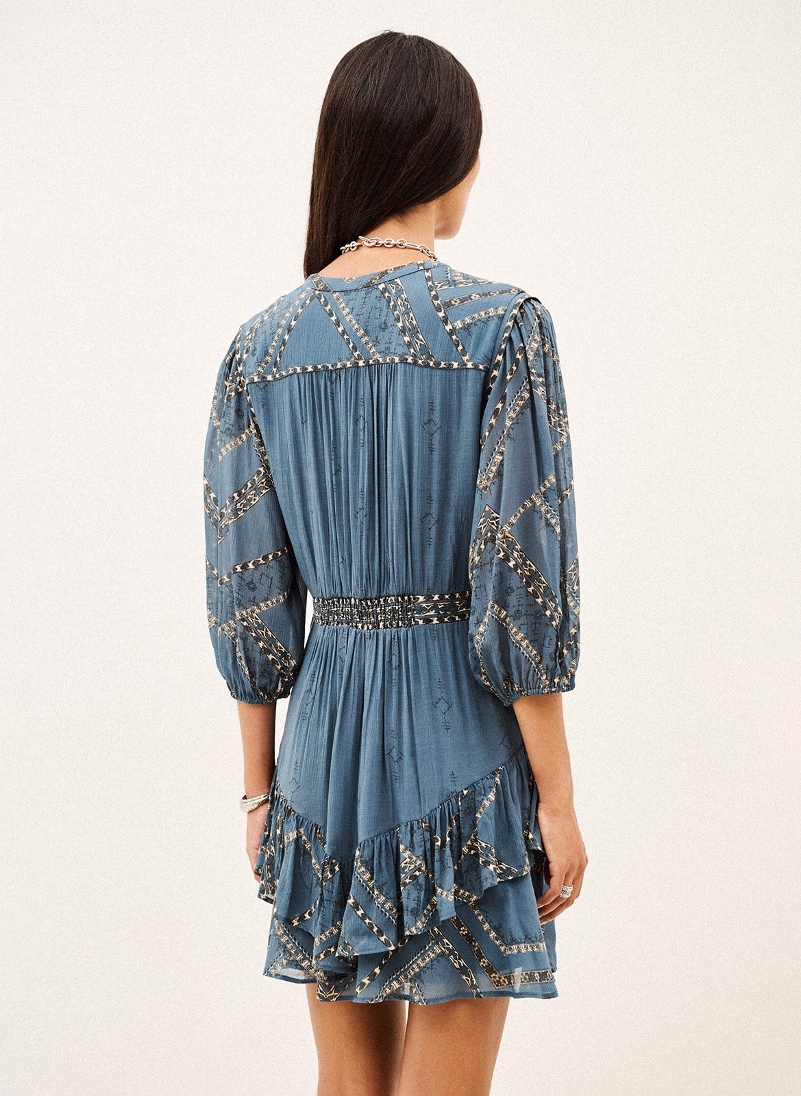 Robe courte droite imprimée BA&SH Bleu