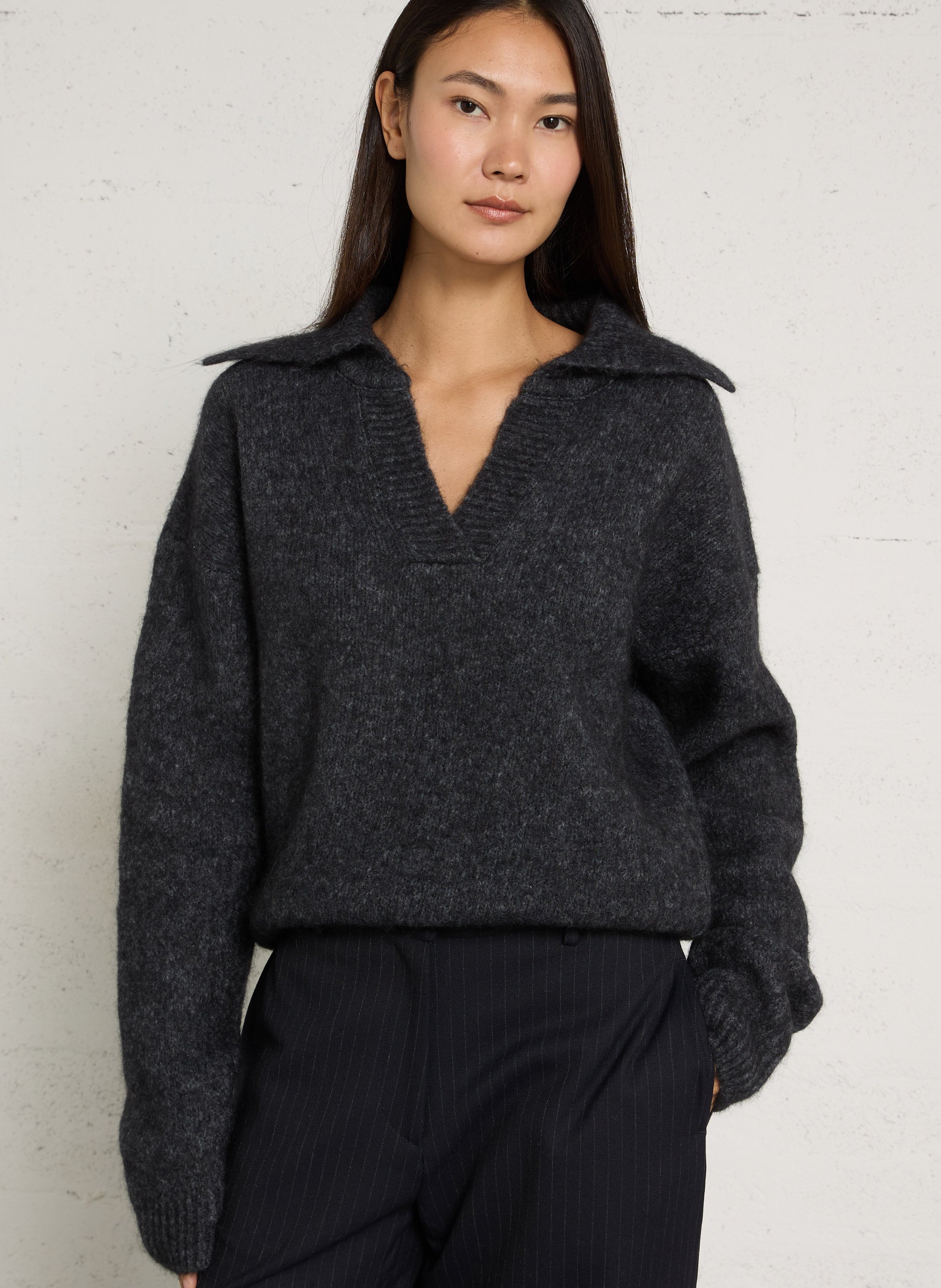 Oversized wool-blend sweater THE NEW SOCIETY Grey