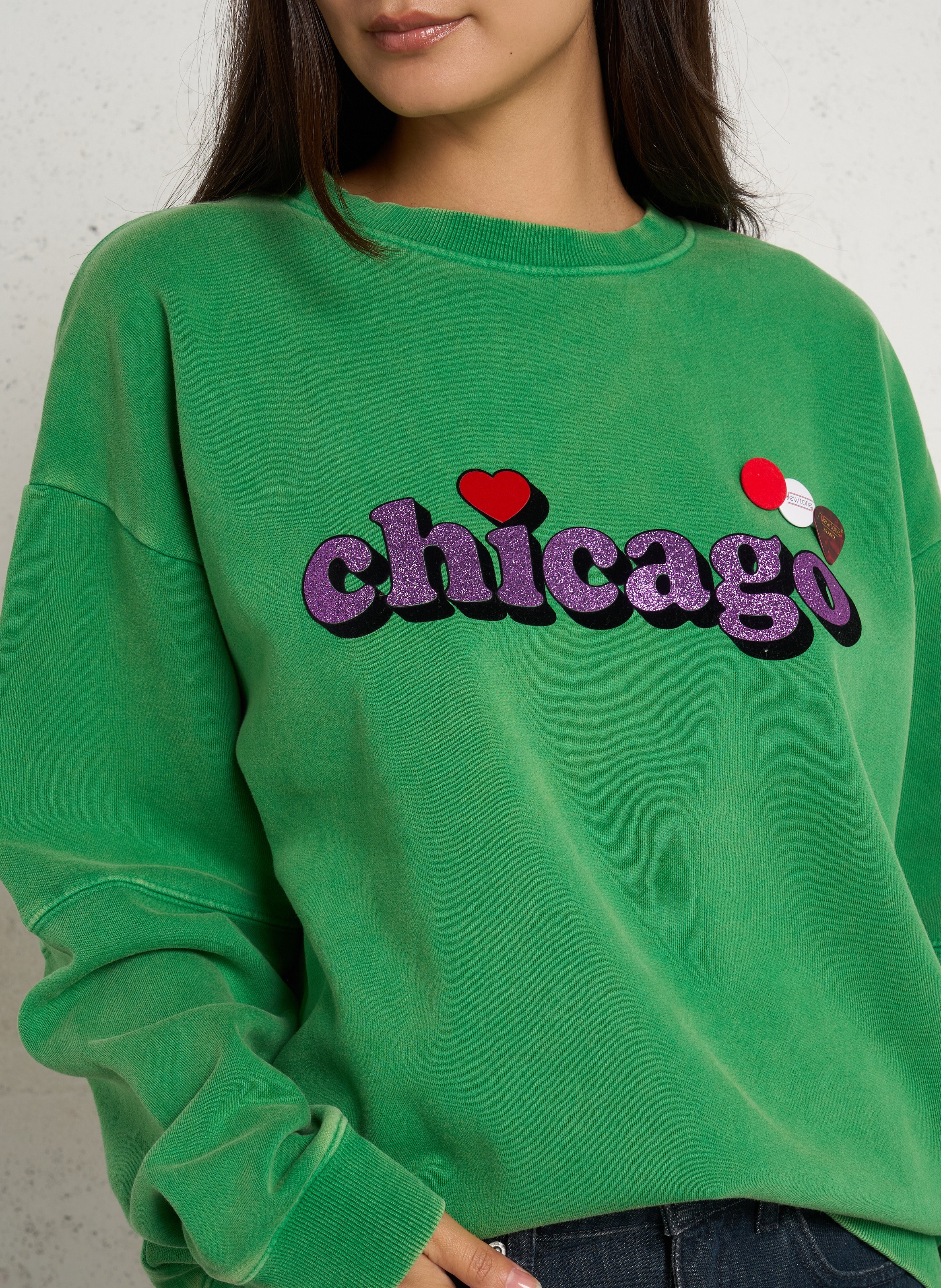 Sweater met ronde hals | katoenblend NEWTONE Groen