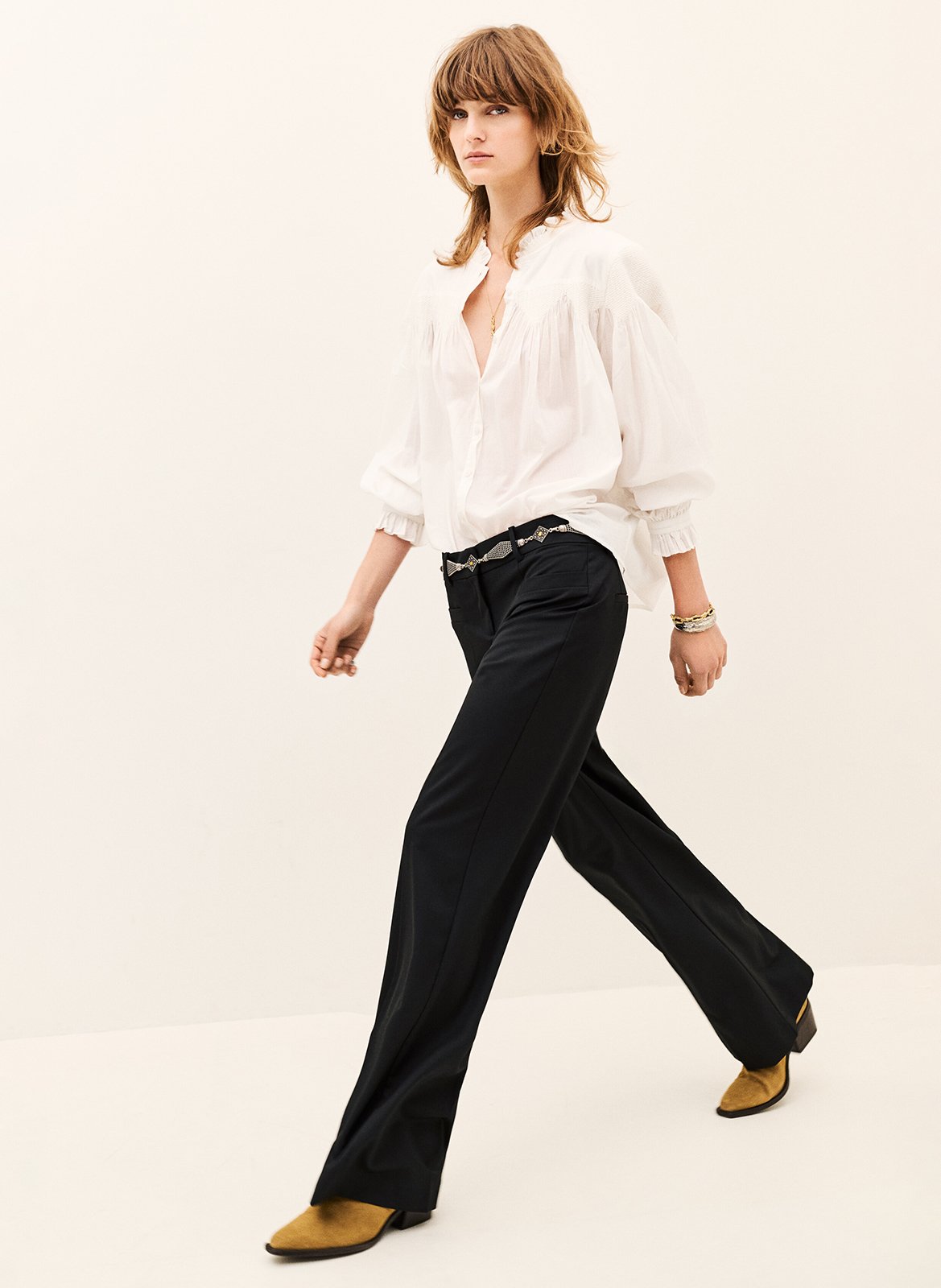 Pantalon tailleur droit uni BA&SH Noir
