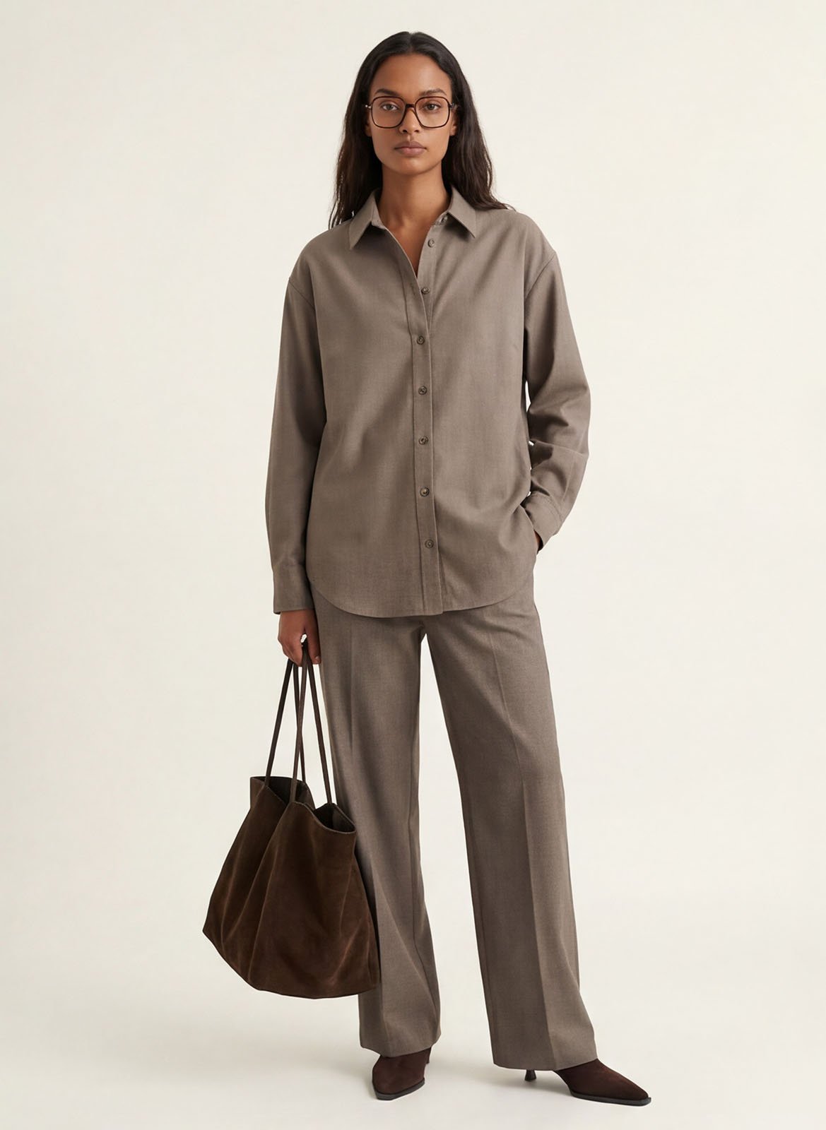 Rechte blouse met klassieke kraag KOOKAI Bruin