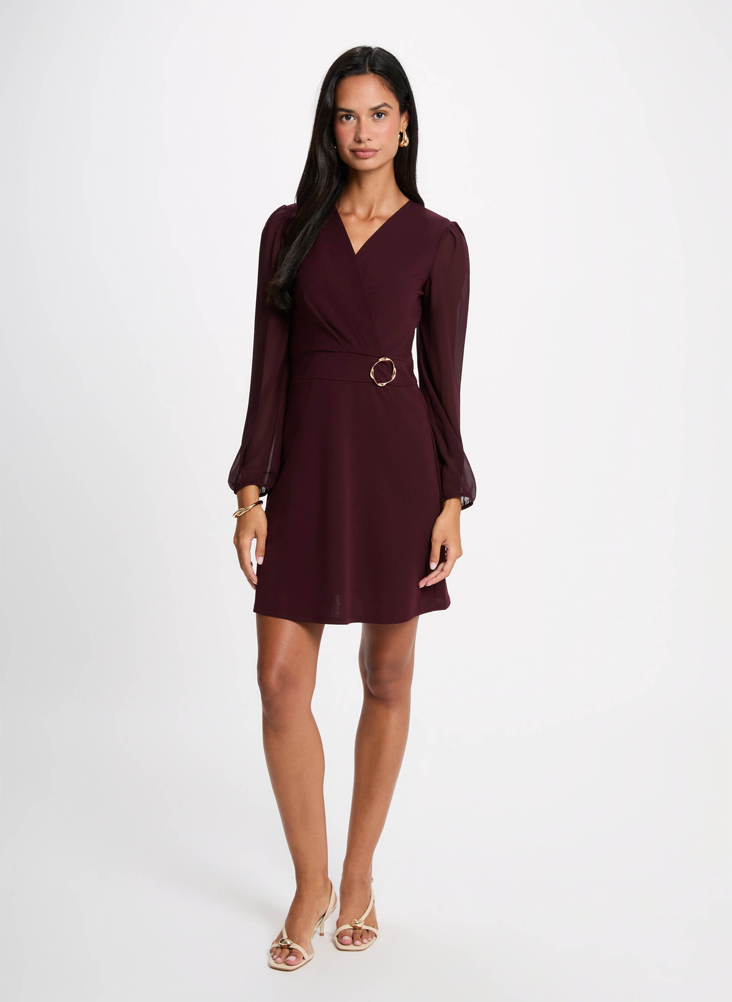 Short dress with long transparent sleeves MORGAN