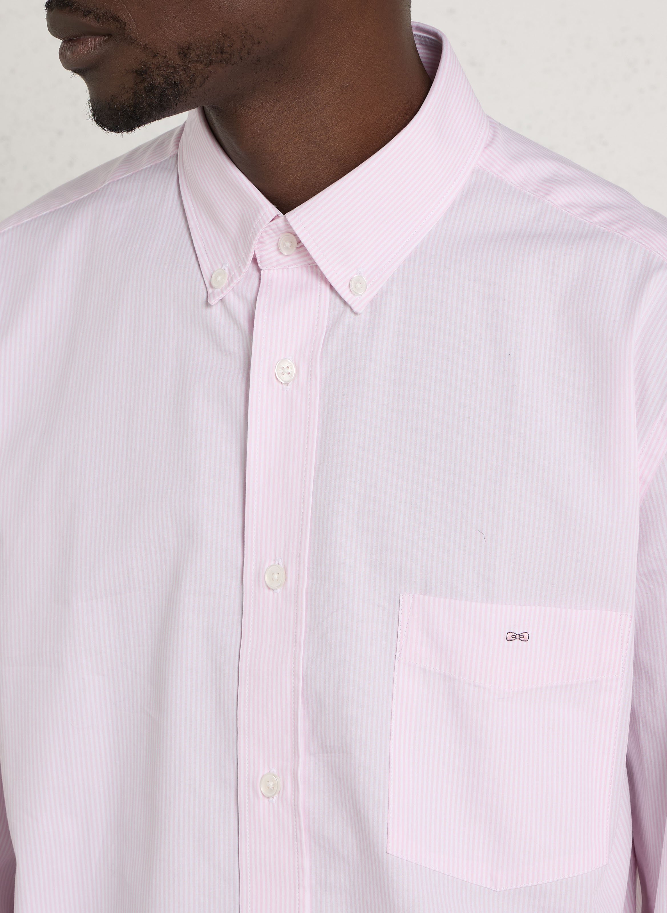 Chemise droite col américain rayée EDEN PARK Rose