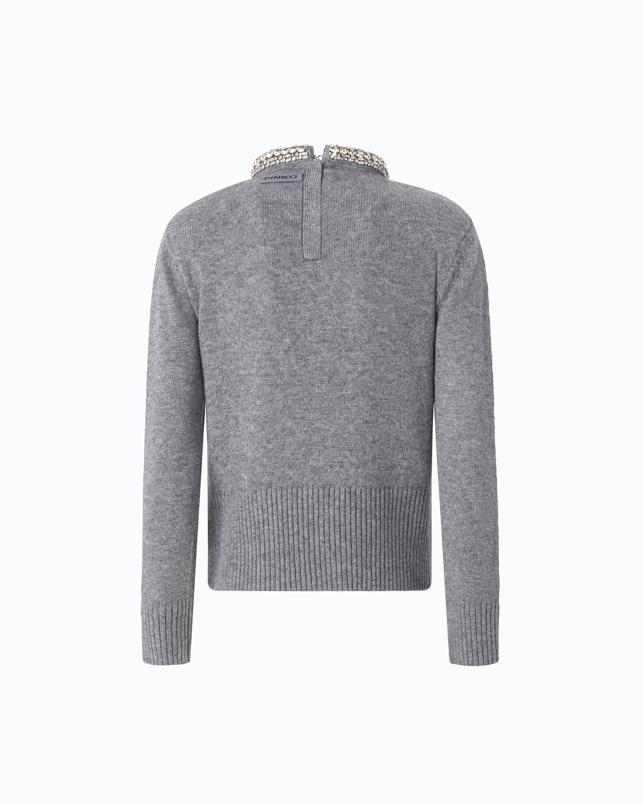 Pull en laine mélangée à col bijou PINKO Gris