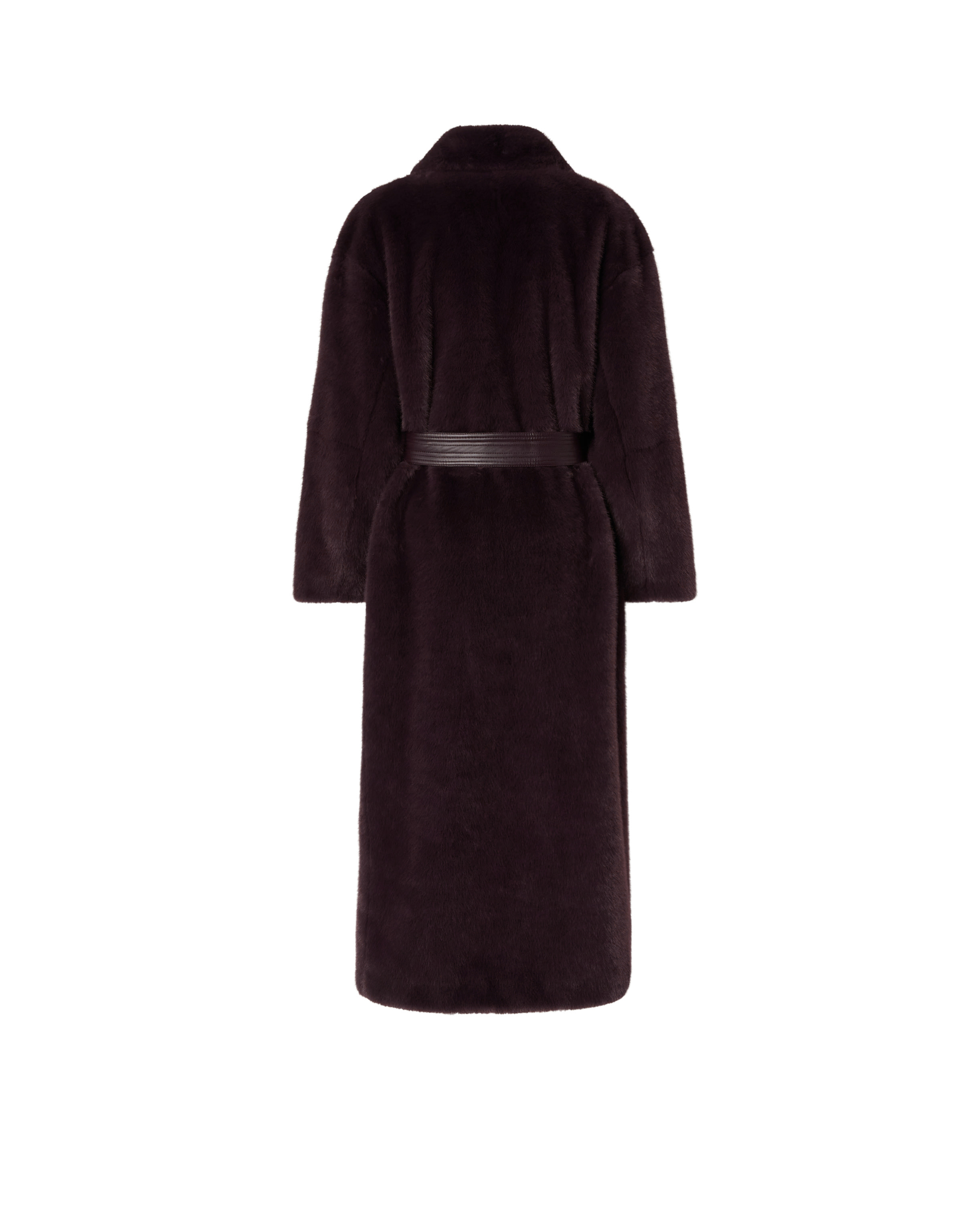 Manteau long ceinturé en fourrure synthétique PINKO Marron