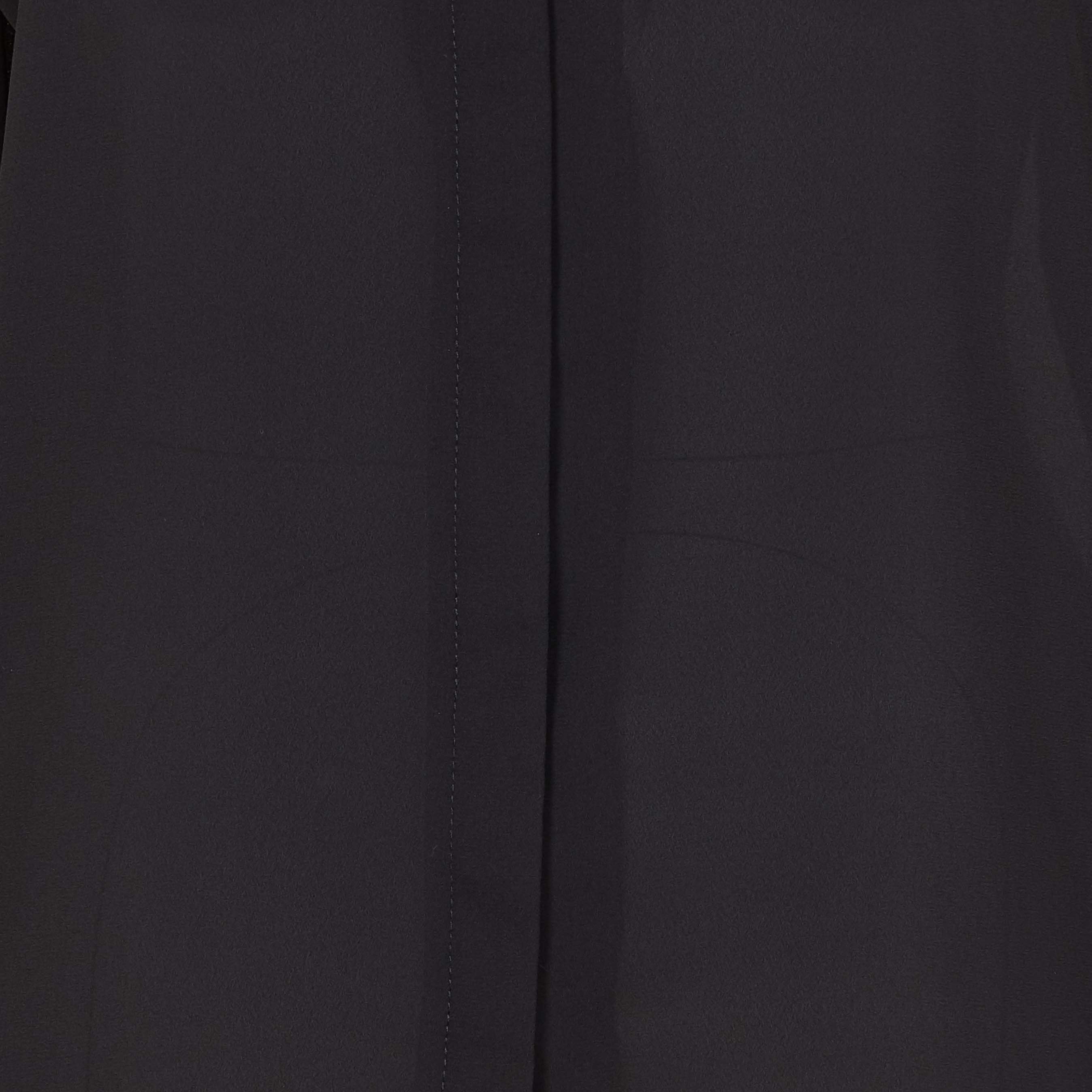 Chemise col tunisien en crêpe Noir