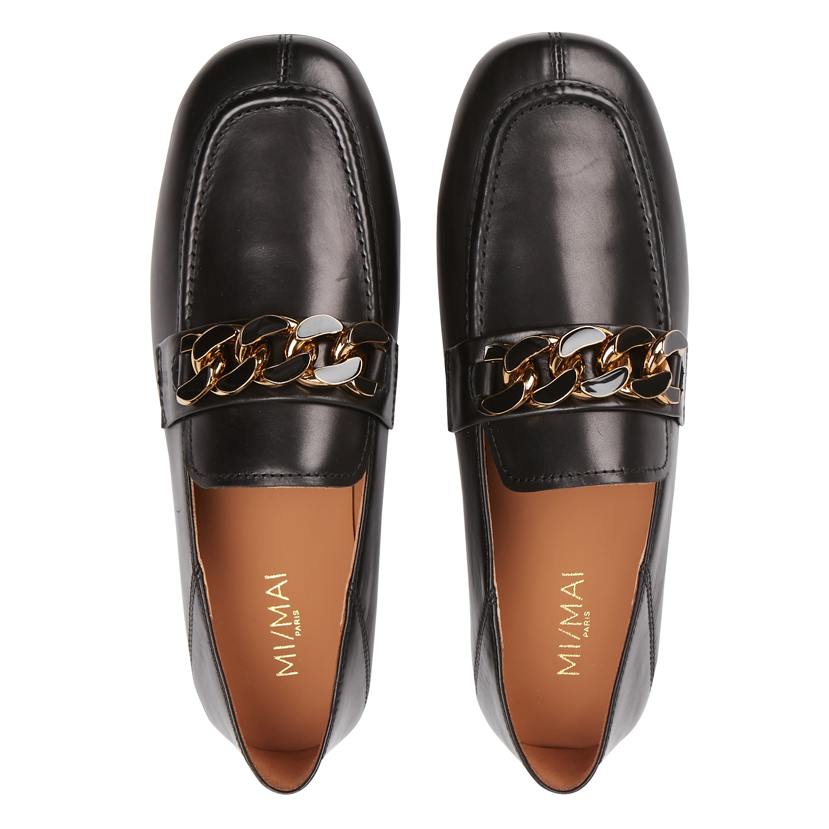 Mocassins plats en cuir MI/MAI Noir