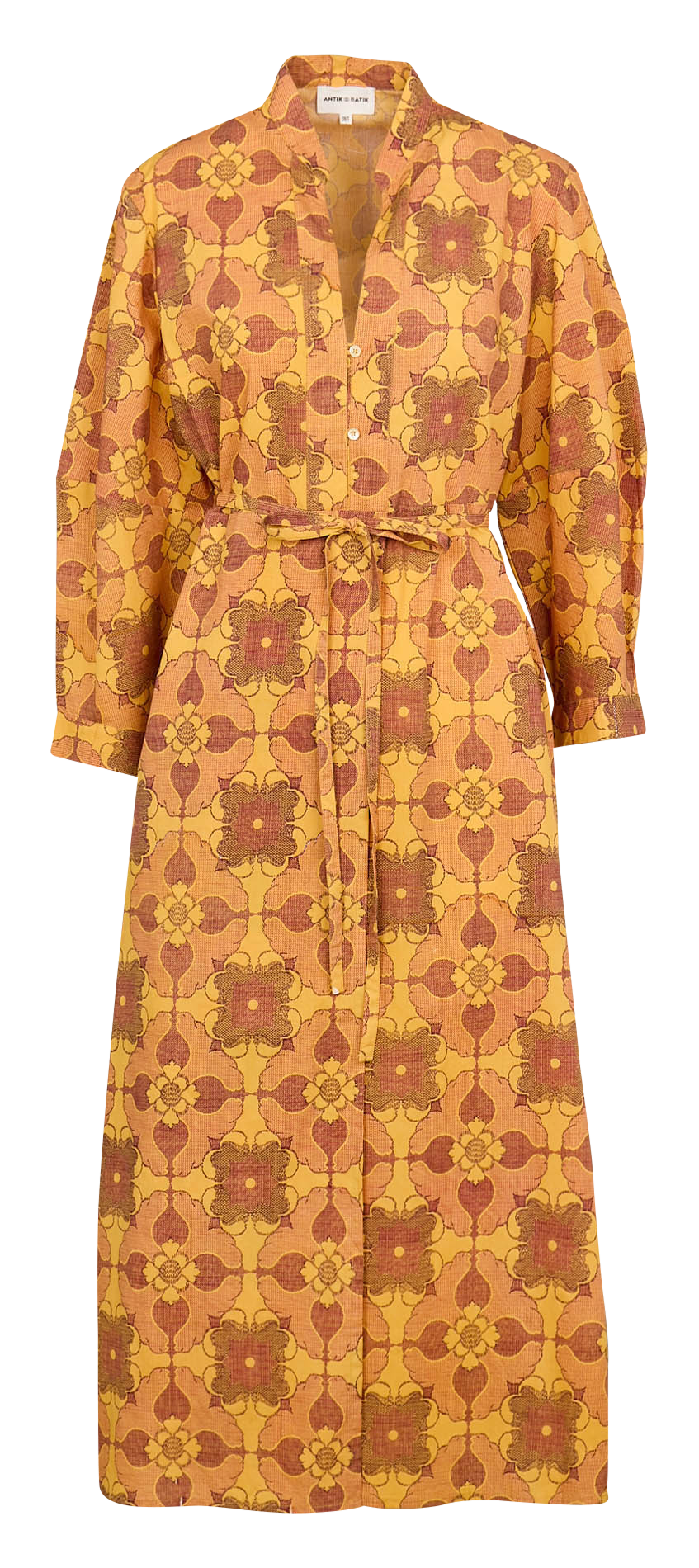 Long printed cotton dress ANTIK BATIK Brown