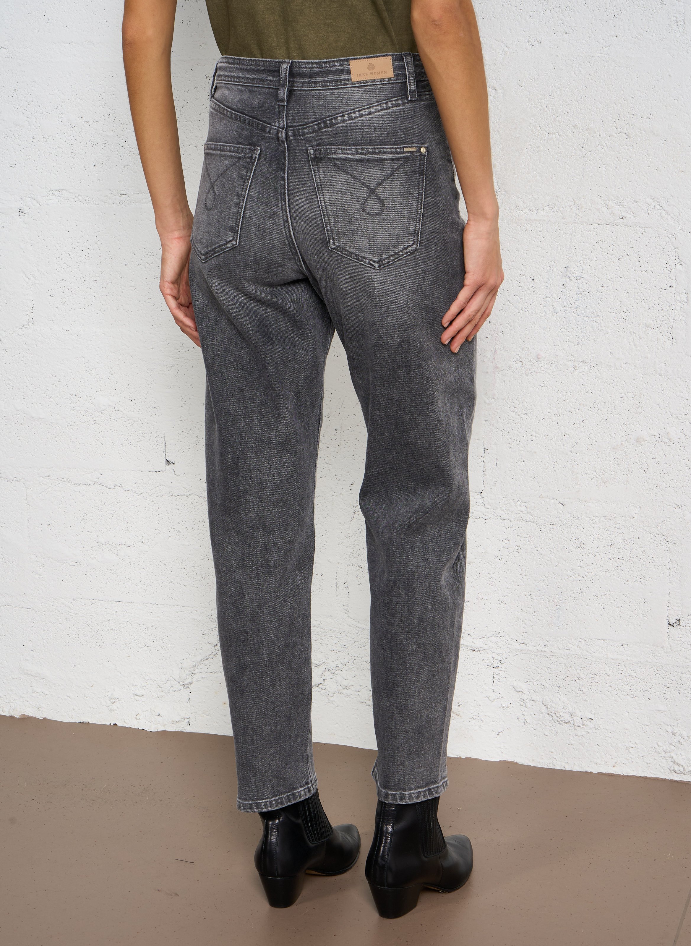 Straight-leg faded cotton jeans IKKS Grey