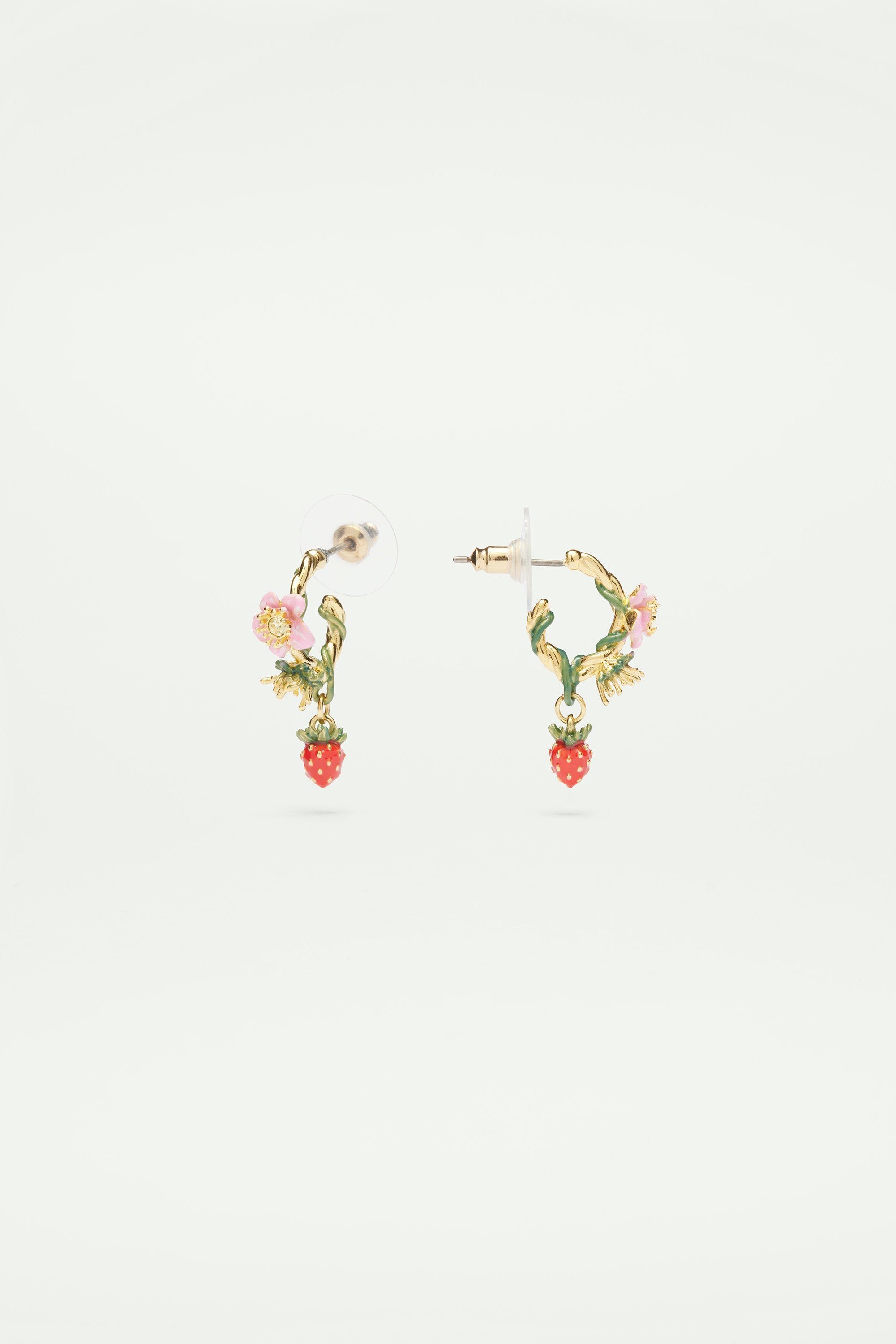 Wild Strawberry Hoop Stud Earrings LES NEREIDES Multicolored