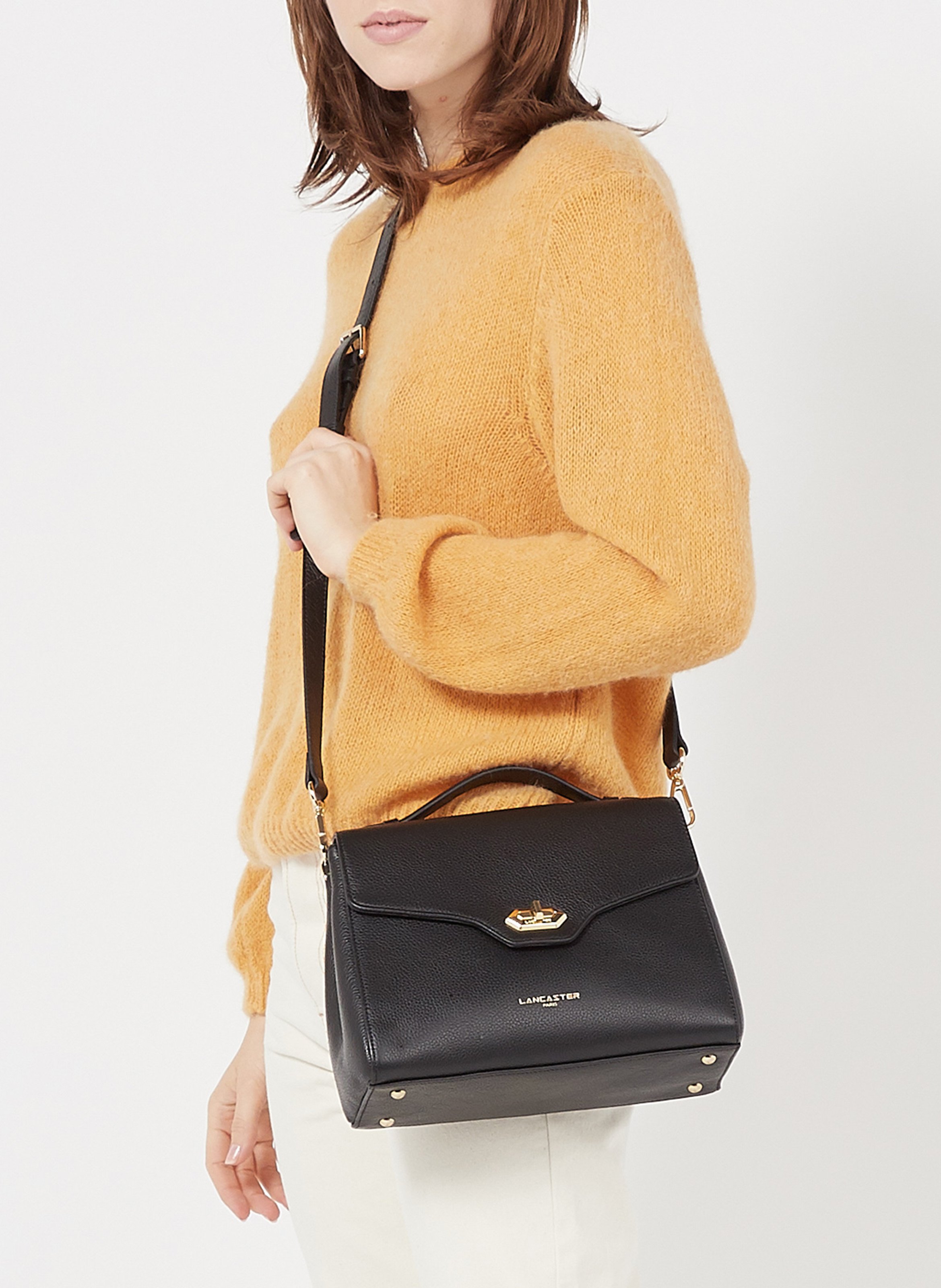 Sac porté épaule en cuir LANCASTER PARIS Noir