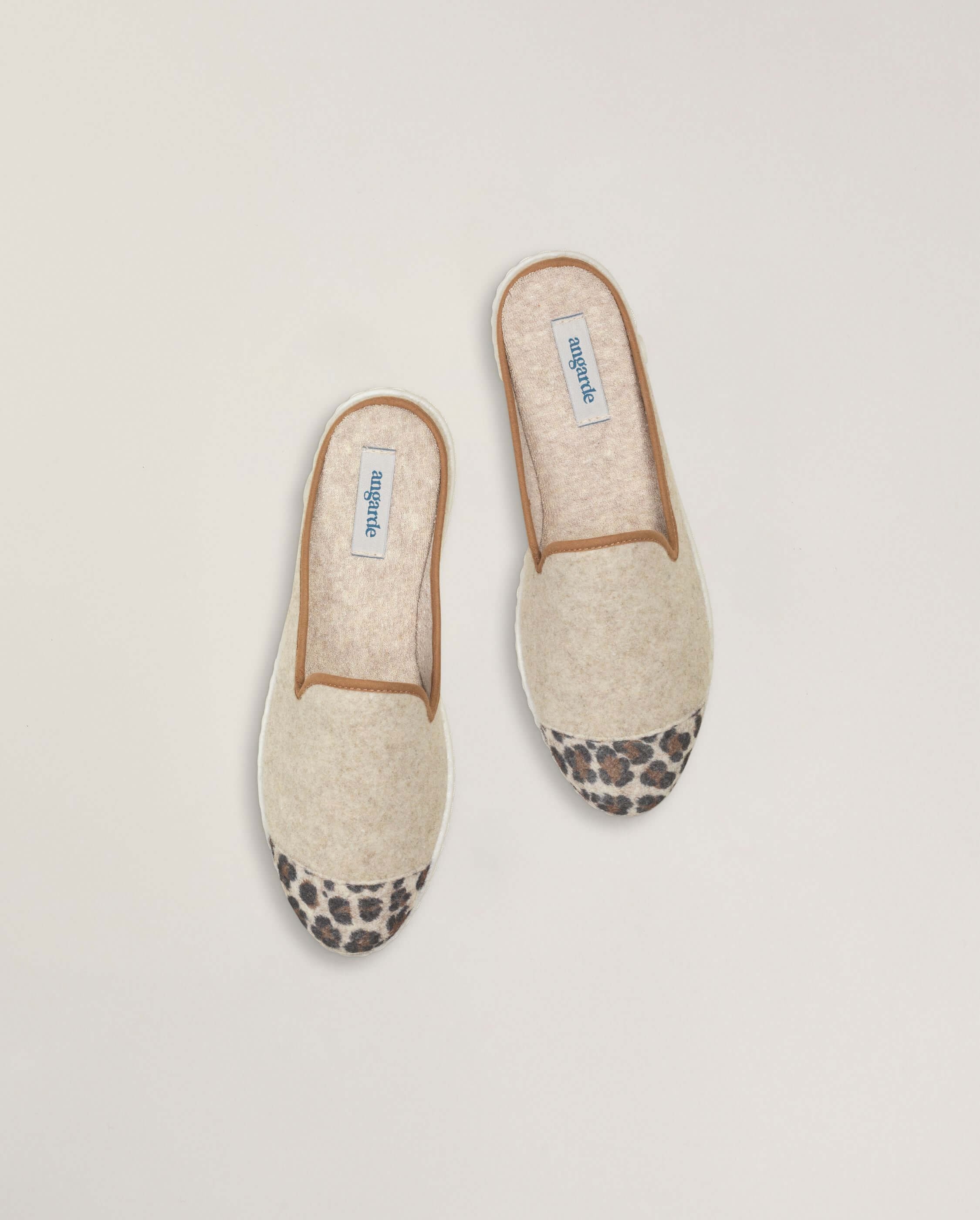 Women's wool mule, beige leopard ANGARDE Beige