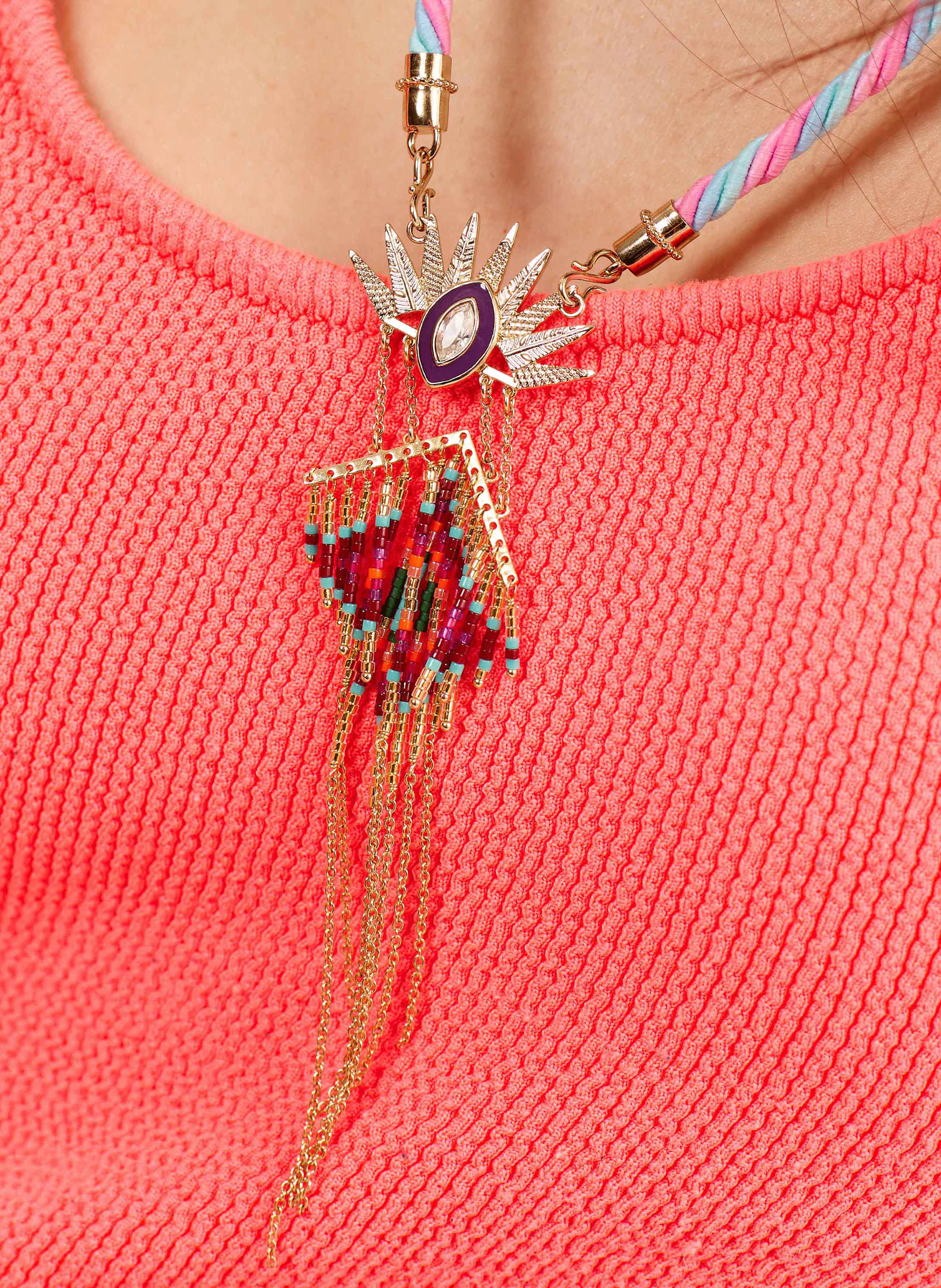Cord necklace with pendant and beads HIPANEMA Multicolored