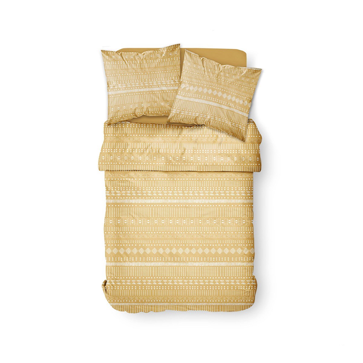 Parure de lit  imprimé ethnik en coton TODAY LINGE DE MAISON Jaune
