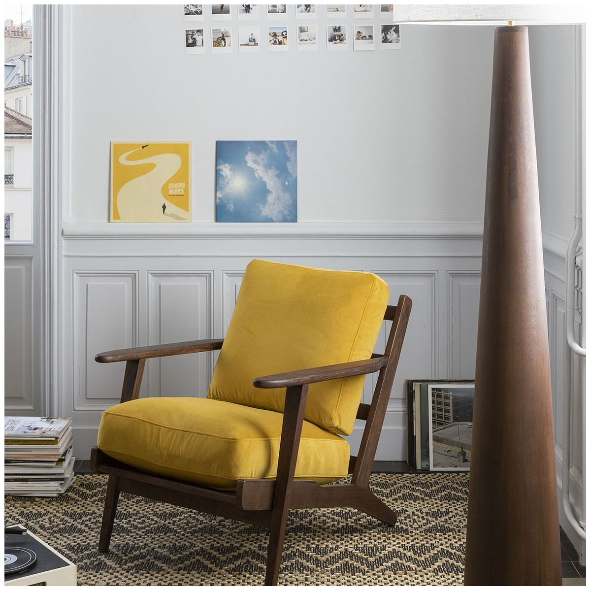 Fauteuil jules en velours - safran BLANC D'IVOIRE Jaune