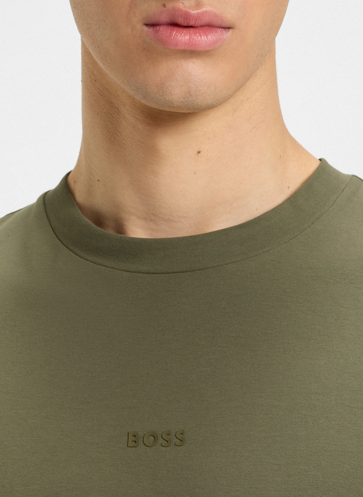 Basic cotton-mix T-shirt BOSS Khaki