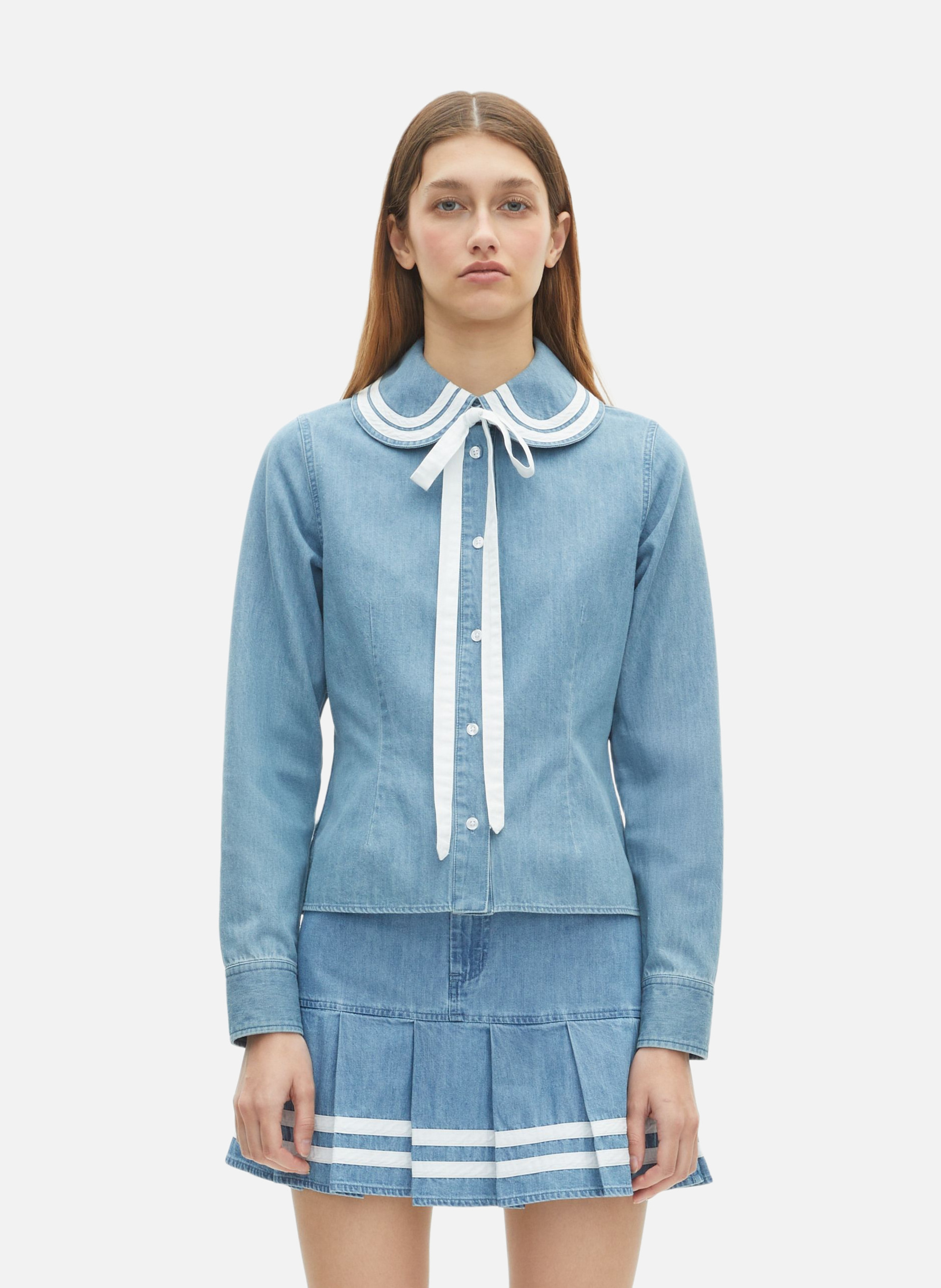 Denim Peter Pan collar shirt THE KOOPLES Blue