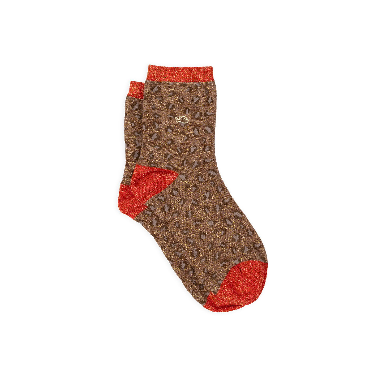 Leopard Combed Cotton Socks  Marron et orange