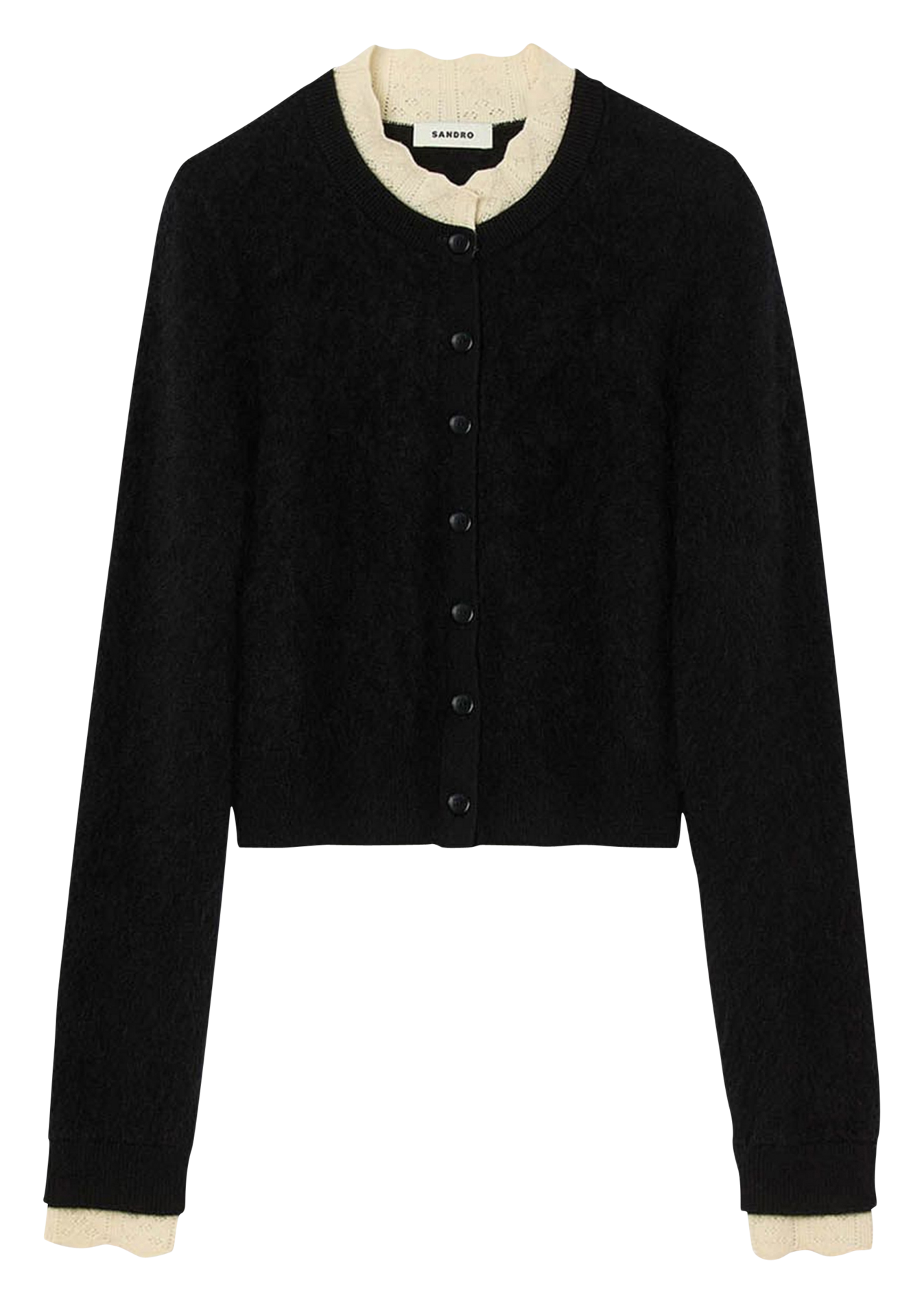 Gilet col rond en laine SANDRO Noir
