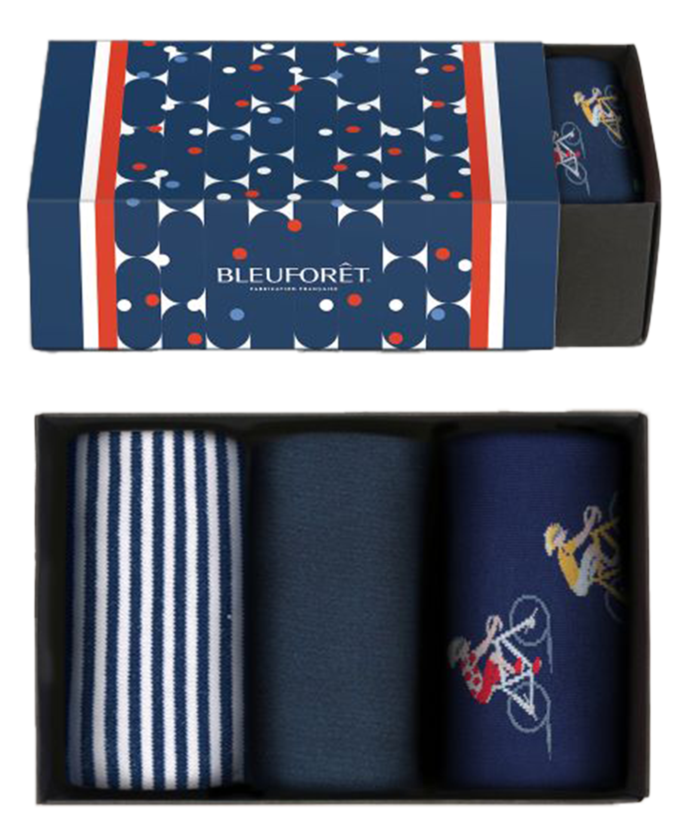 Set of 3 pairs of printed blended cotton socks BLEUFORET Blue