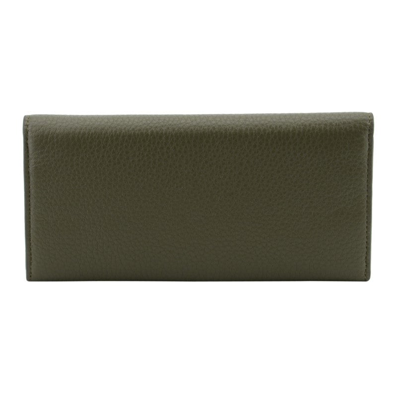 Leather coin purse POURCHET Khaki