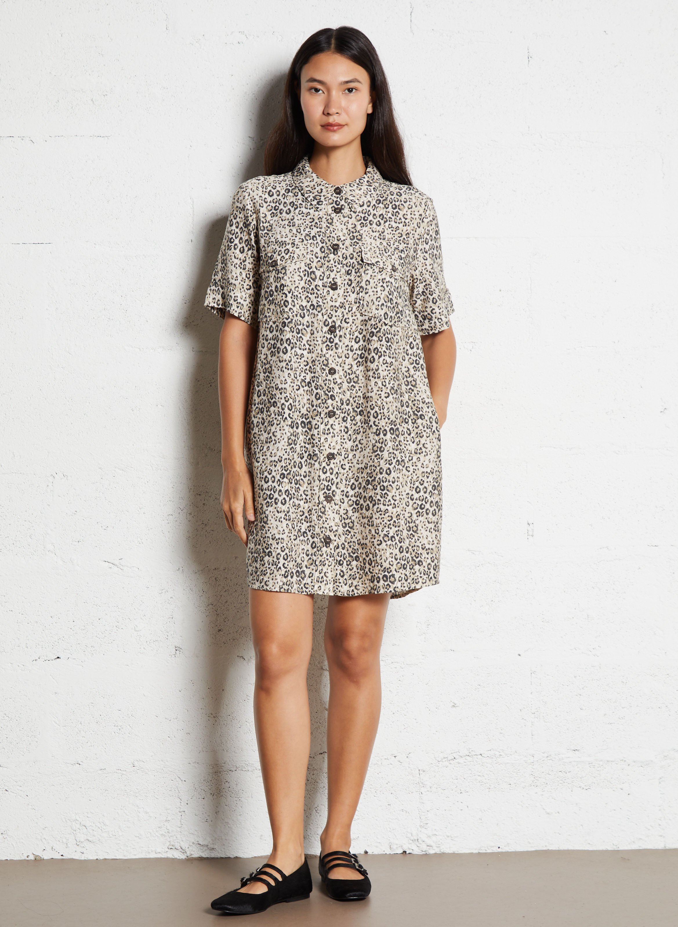 Robe courte col classique imprimé MAISON 123 Blanc