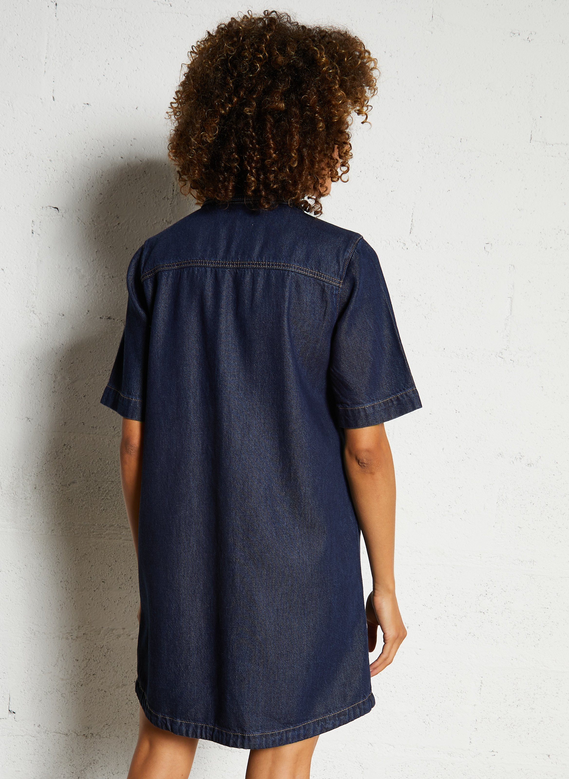 Short denim dress with classic collar MAISON 123 Blue