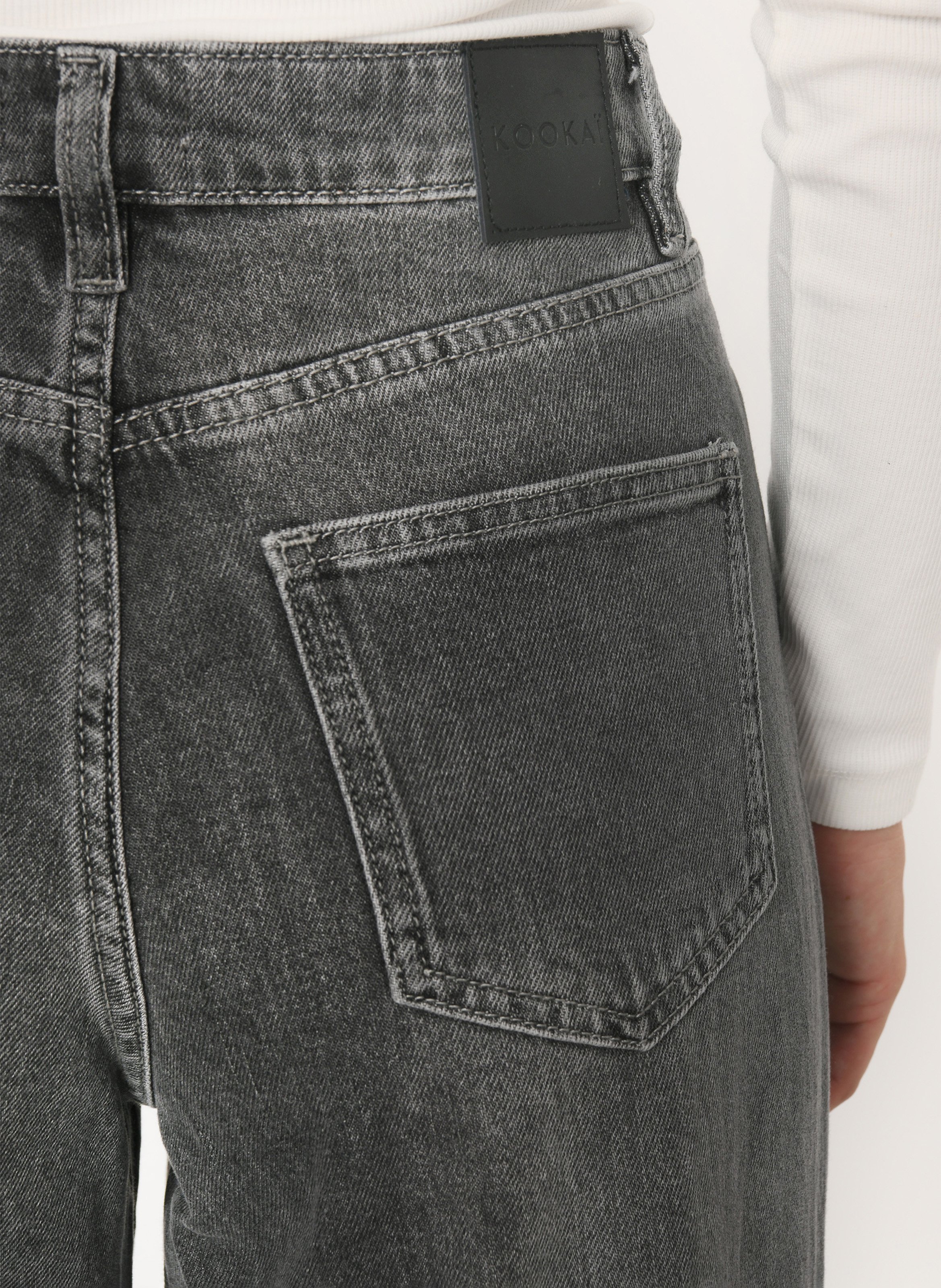 Cotton-blend straight jeans KOOKAI Grey